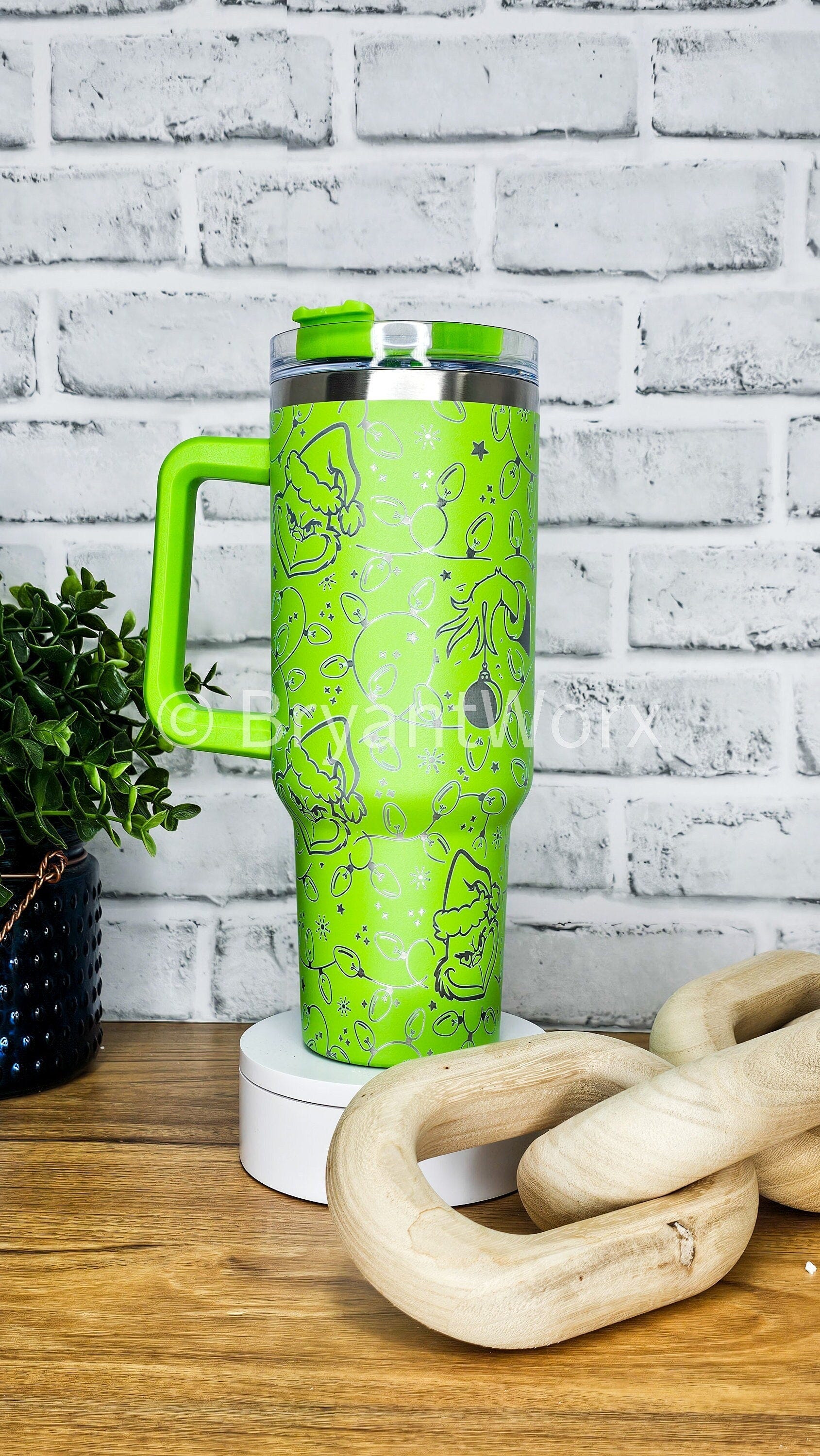 Grinch | Engraved 40oz Tumbler with Handle | Custom Engraved | Christmas | Christmas Gift