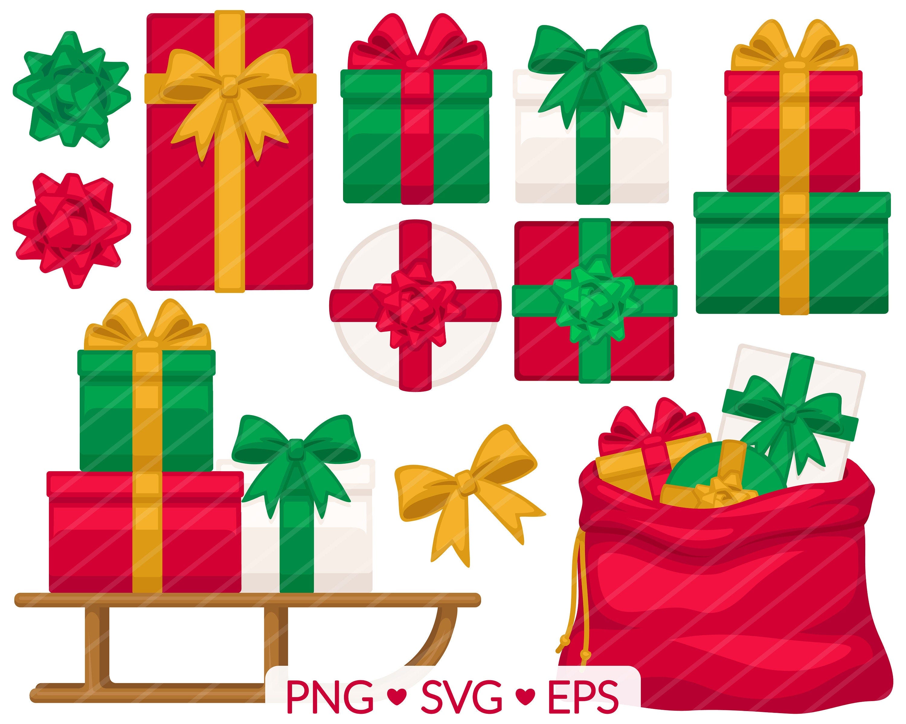 Christmas Present Clipart - SVG, PNG, EPS Images - Holiday Gift, Santa