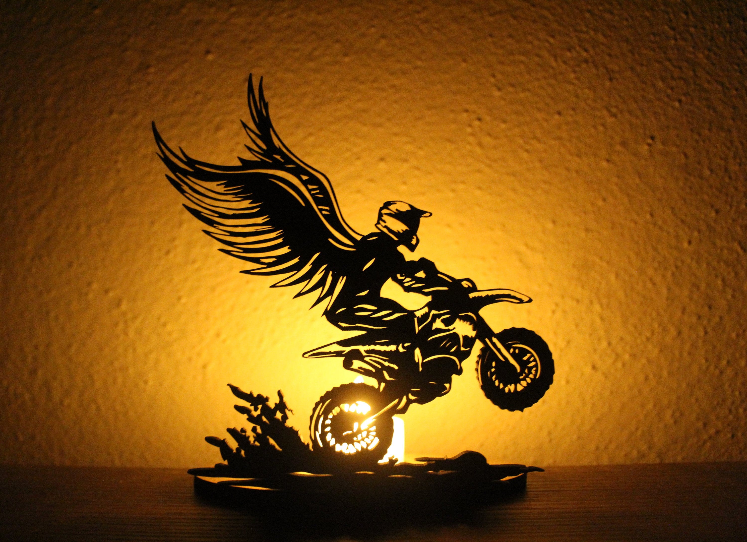 Motorcycle Candle Holder, Digital Lantern Files for Laser Cutting, Cnc Cutting, and Diy Projects, DXF, SVG, EPS, Ai format, Light Shadow Box