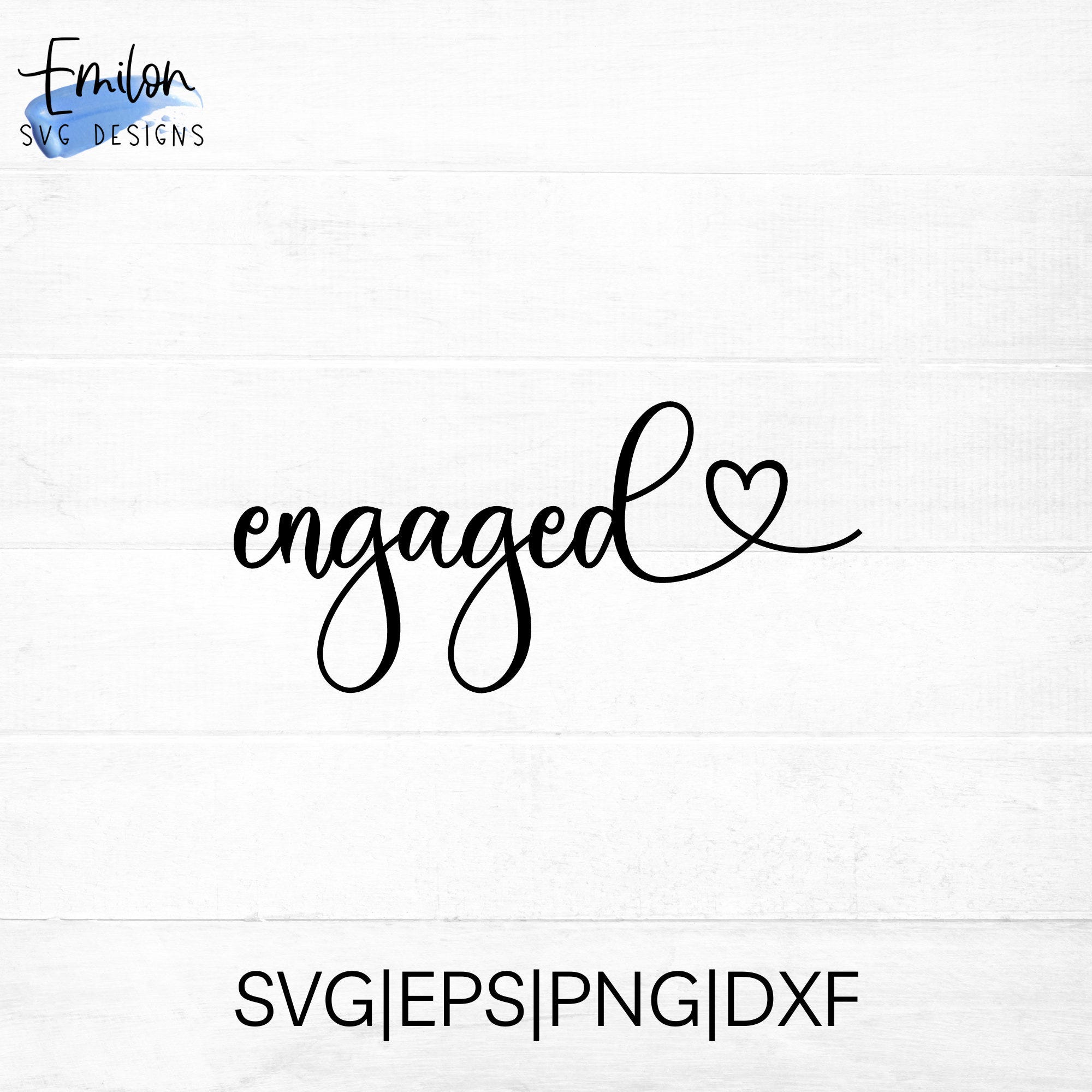 Engaged SVG cut file for cricut and silhouette with heart detail - Engagement SVG - PNG, eps, dxf