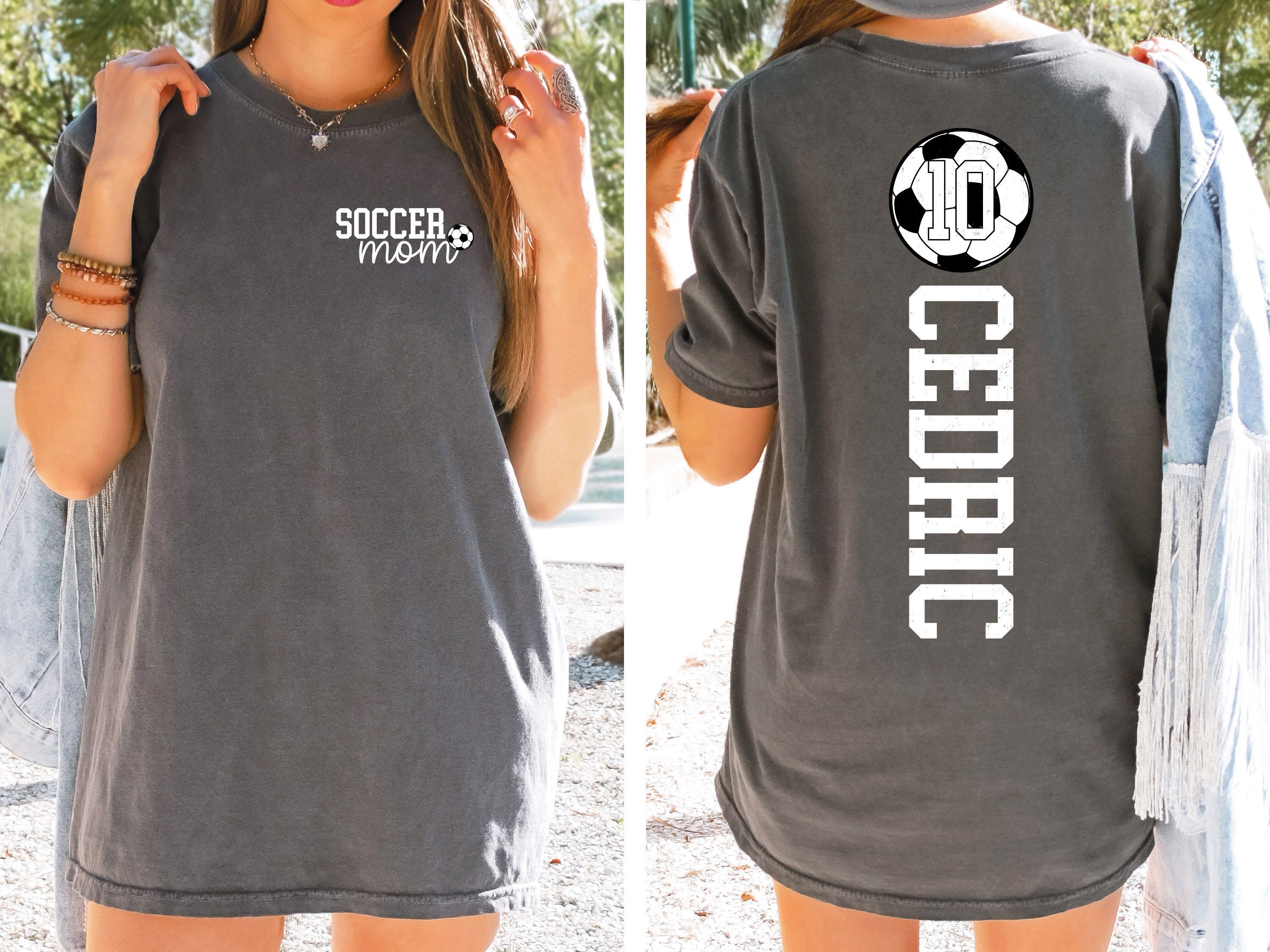 Soccer Mom Shirt With Kids Name & Jersey Number, Cute Soccer Season Mama Shirt, Gift For Soccer Lover Mom Shirt, Mothers Day Gift Soccer Mom