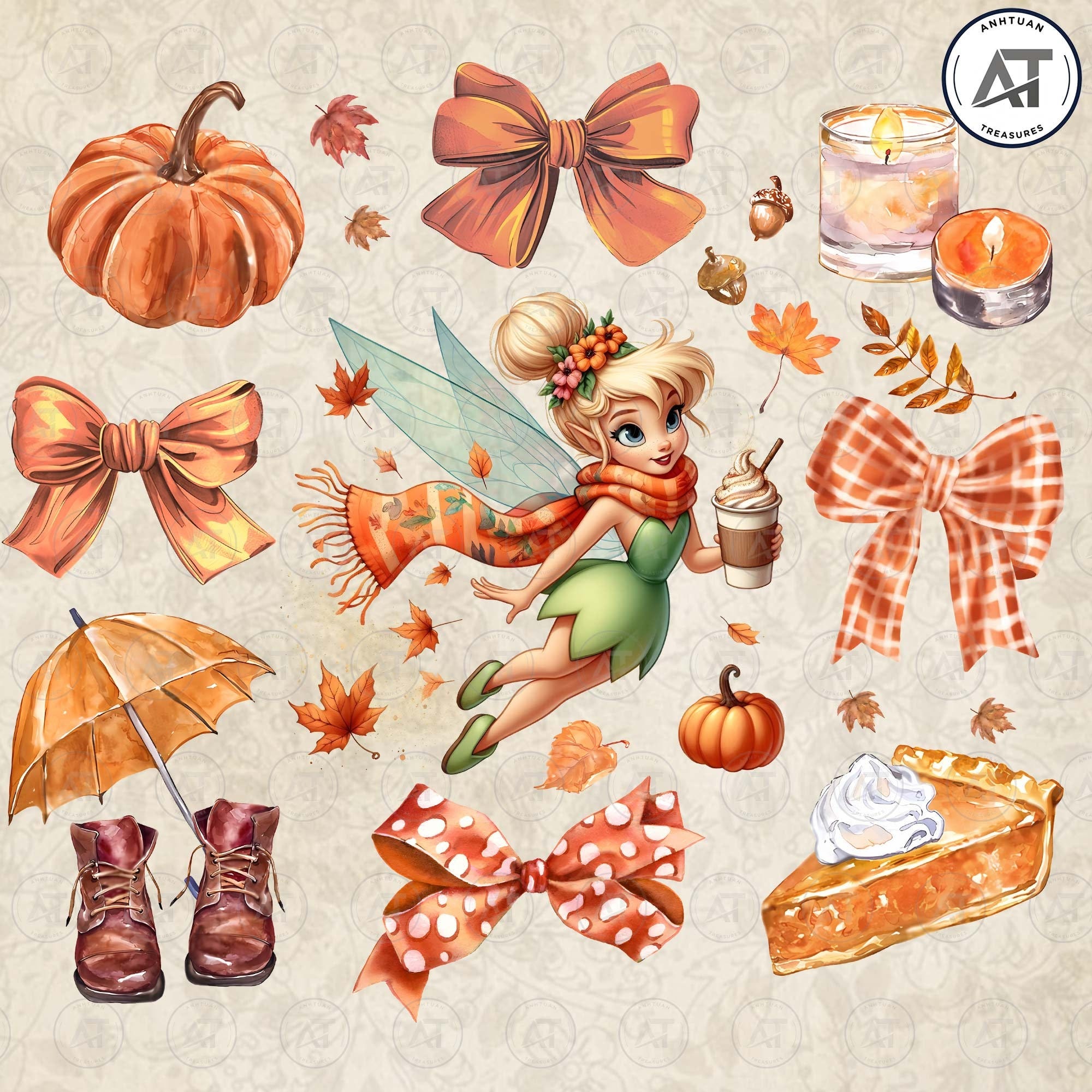 Fairy Cartoon Fall Png, Fall Pumpkin Png, Fall Vibes Png, Coquette Autumn Animal Png, Pumpkin Spice Png, Pumpkin Patch png, Download Files