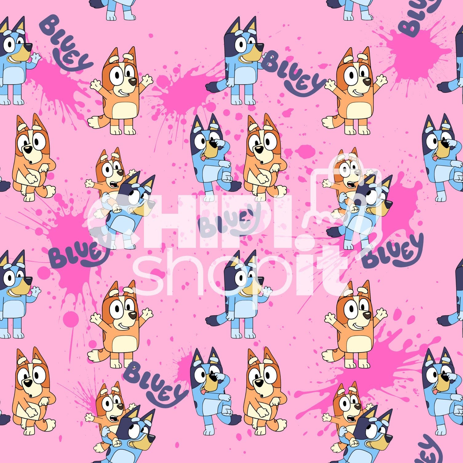 Blue and Orange Dogs Splash seamless file, Blue Dog and Friends seamless pattern