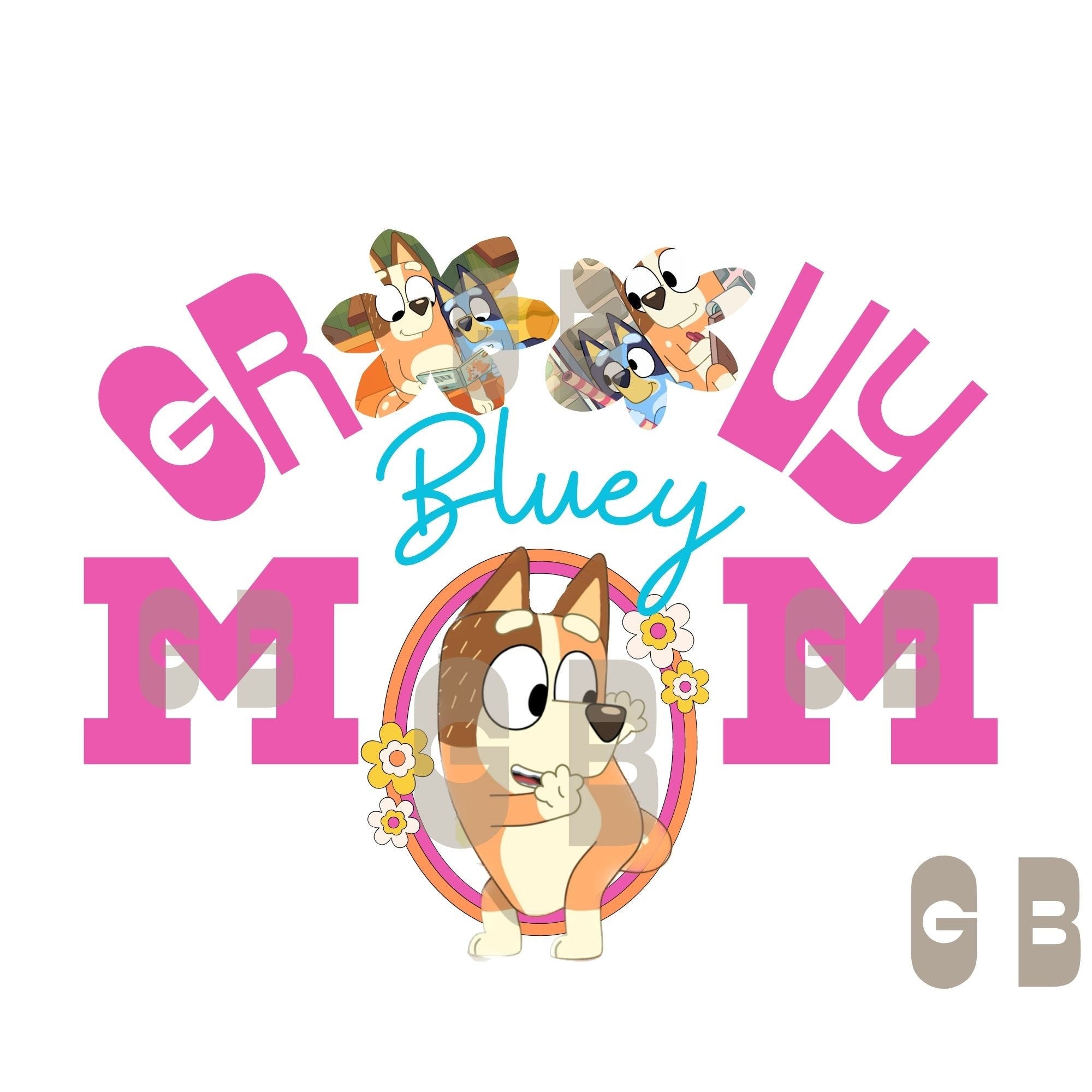 Groovy Bluey Mom Mama ,chilli , Popular childrens show , fan art PNG for sublimation , wall art . stickers , printable download , new , 2023
