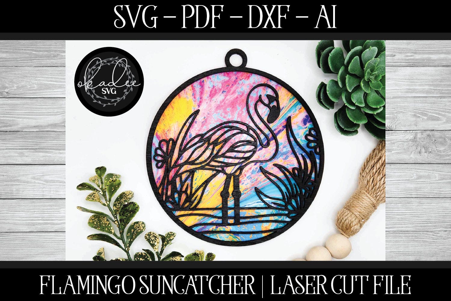 Flamingo Laser SVG, Flamingo Laser File, Glowforge Flamingo, Laser File, Suncatcher Laser SVG, Suncatcher SVG, Laser Suncatcher, Flamingo