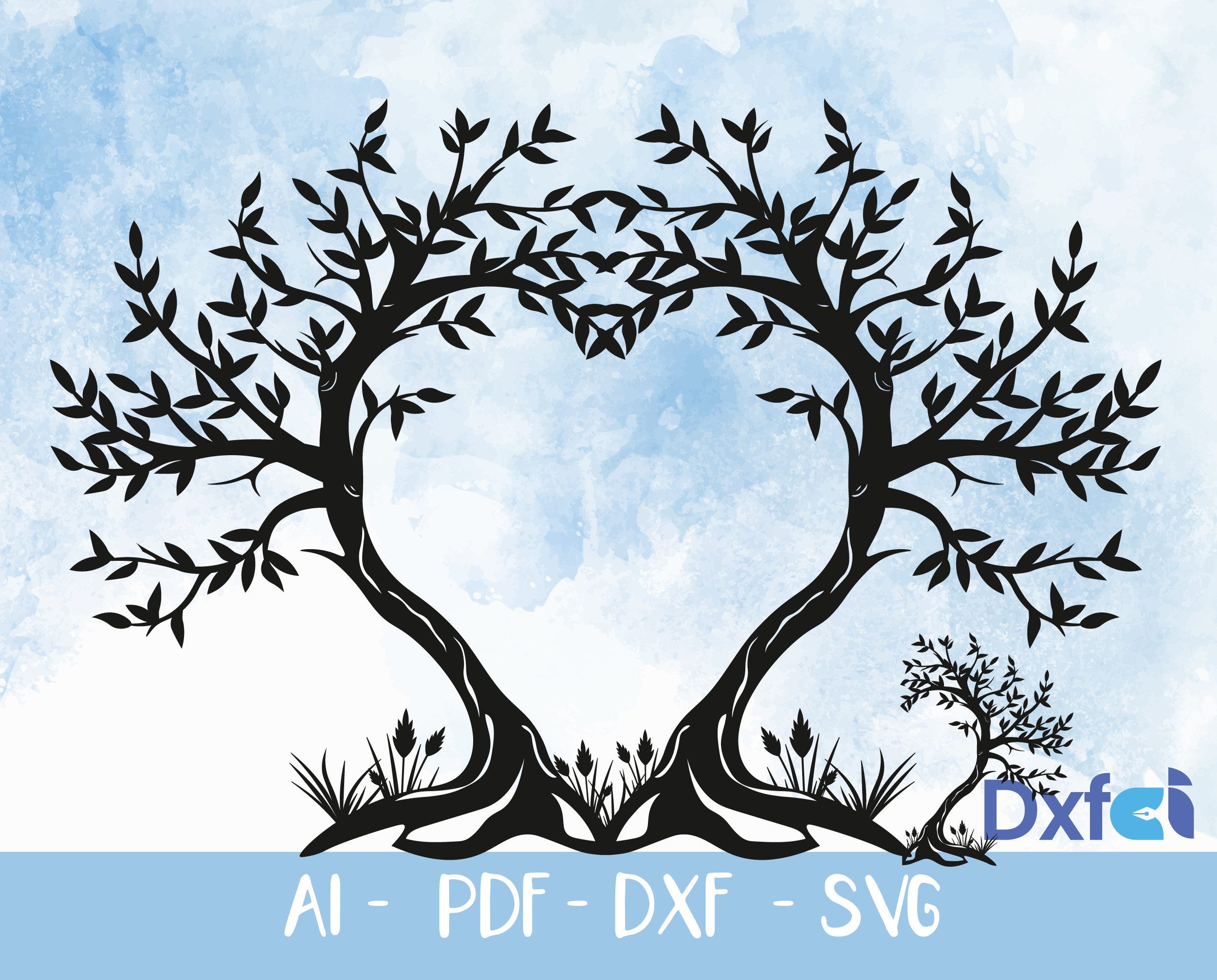 Heart Tree dxf, Love Heart Tree svg, heart with tree dxf, Svg, Eps, Png files, Laser Cut, Plasma Cut, Router, Cricut, Vector Files, Metal