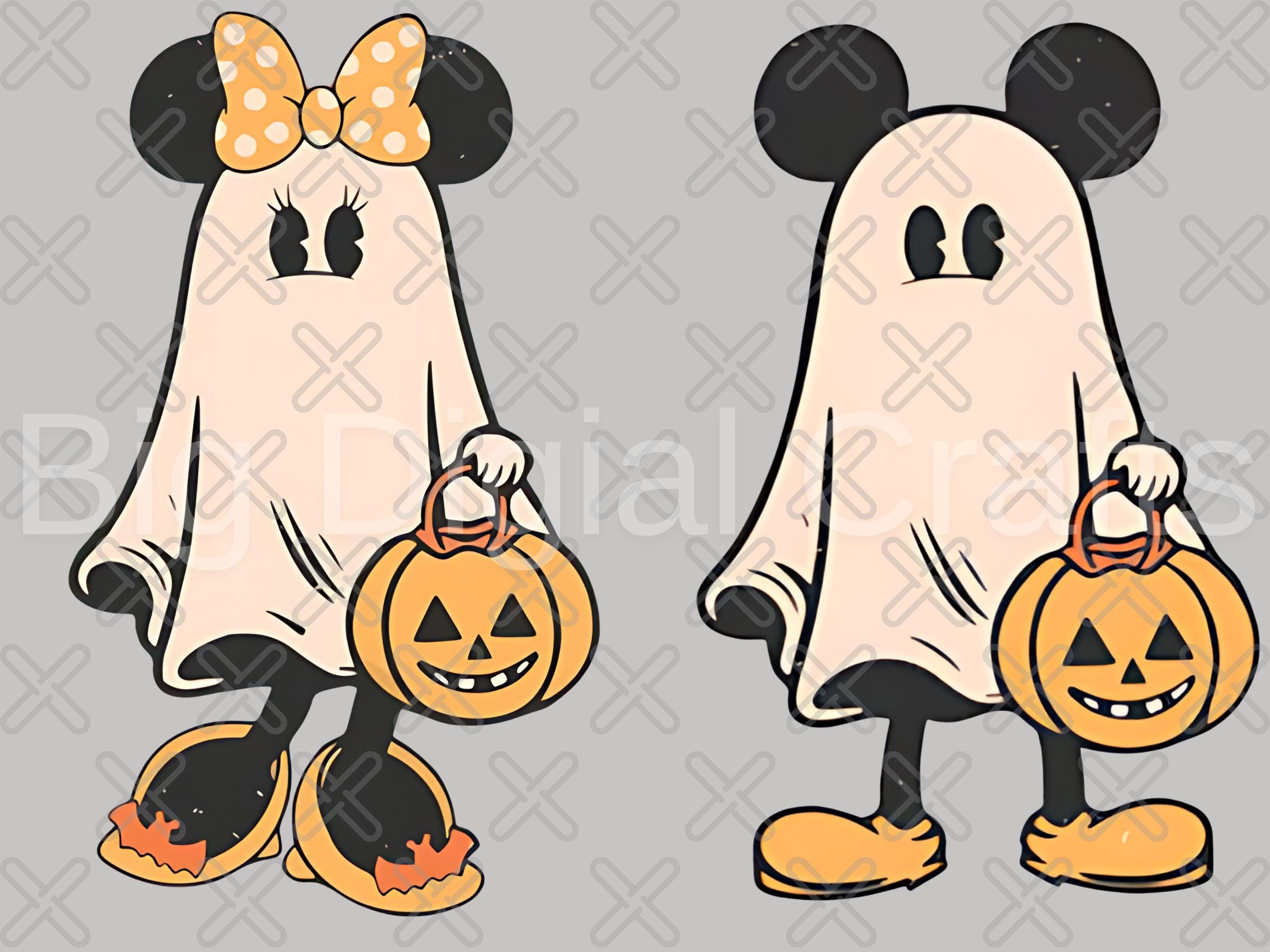 Comfort Colors® Retro Mickey Minnie Halloween Couple Shirts svg, Mickey Ghost Svg, Minnie Ghost Svg, Spooky Season Svg, Disney Halloween