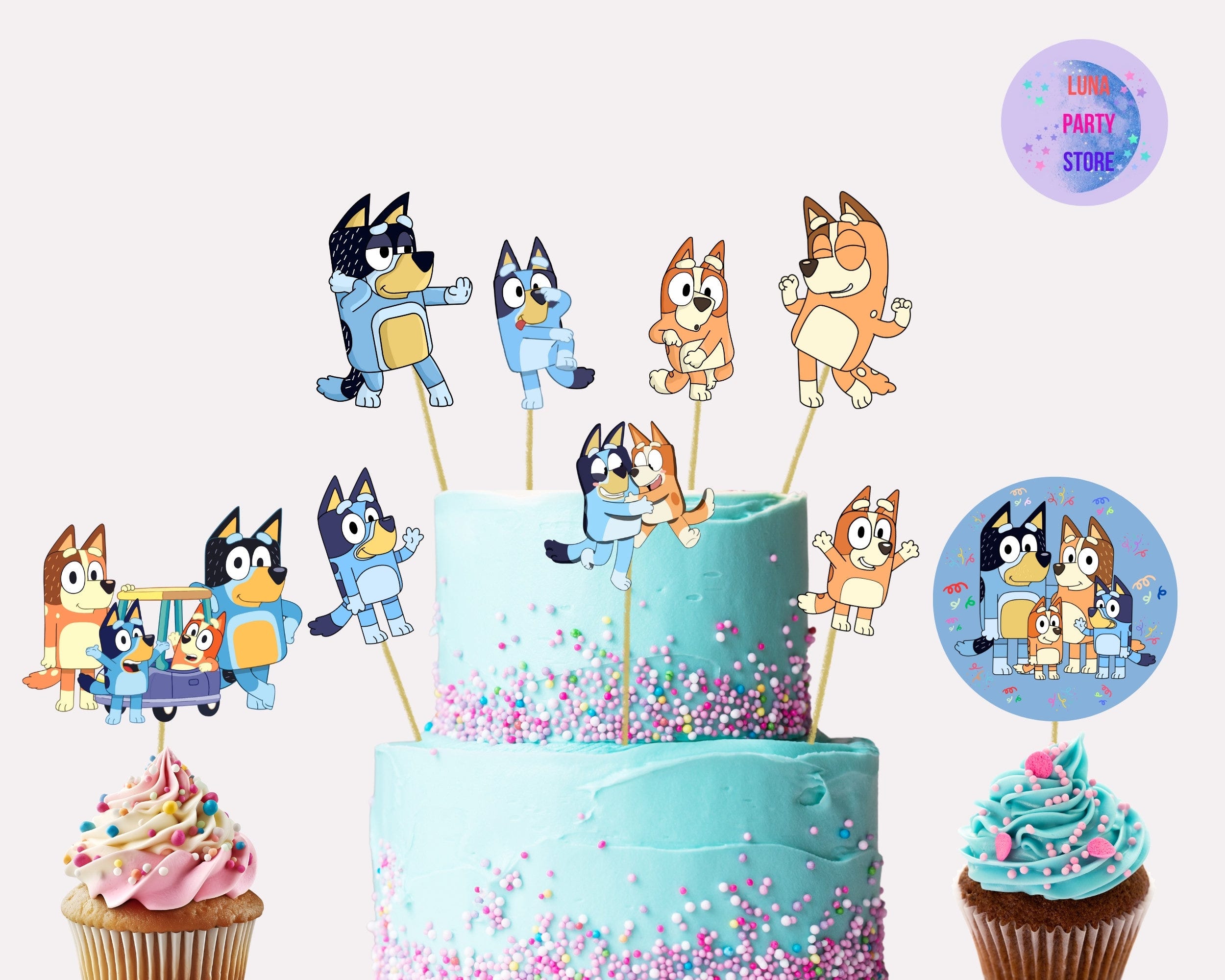 Printable Blue Dog Cake Topper,Blue Dog Birthday Party Decor,Girl Boy Digital DIY Party,Dog Cake Topper,Blue Dog Cake Topper,B1,B2,B8,B9,B3