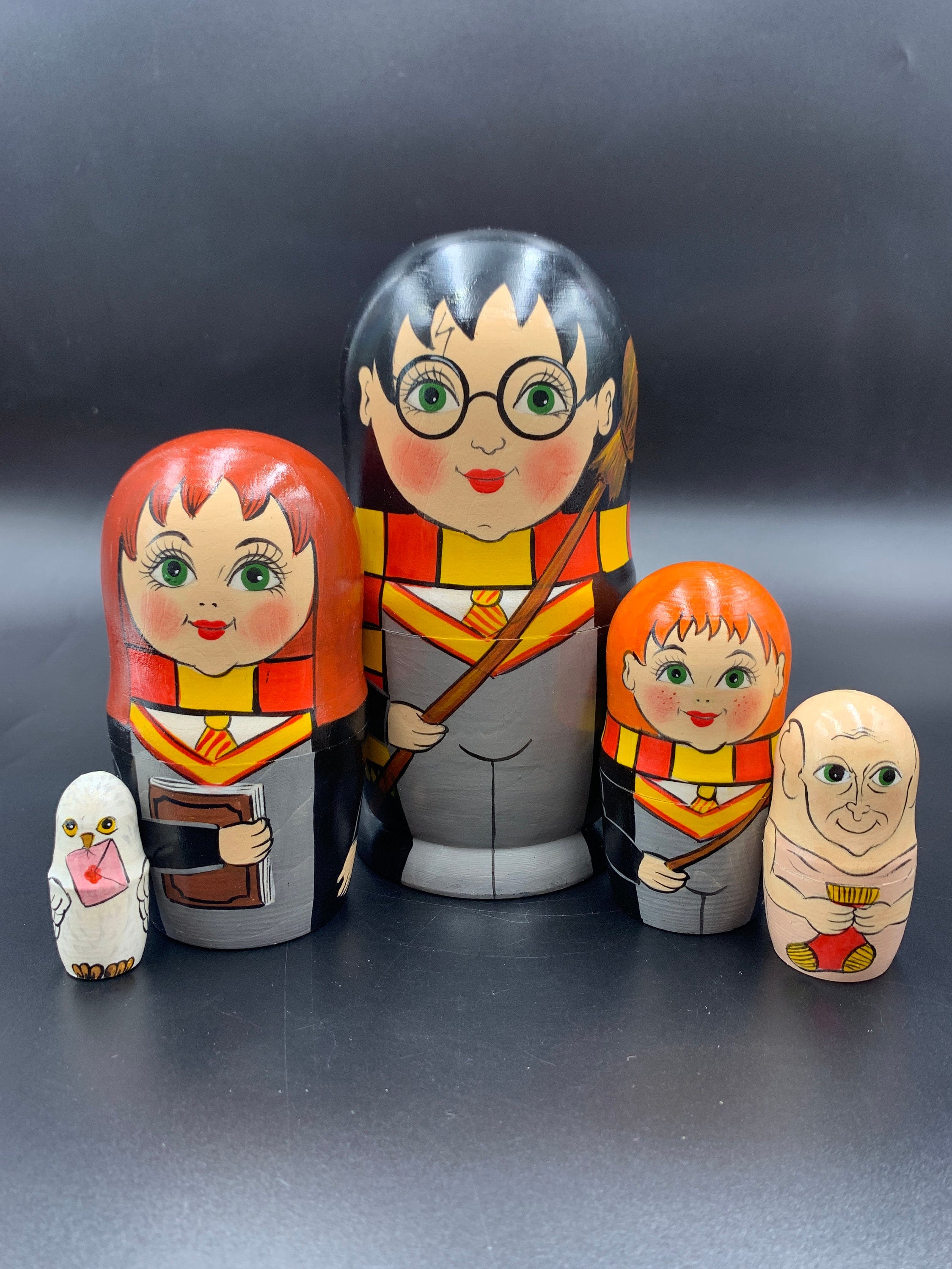7" height Wooden Cartoon  Nesting Doll   decoration Home decor Family Present  Christmas gift