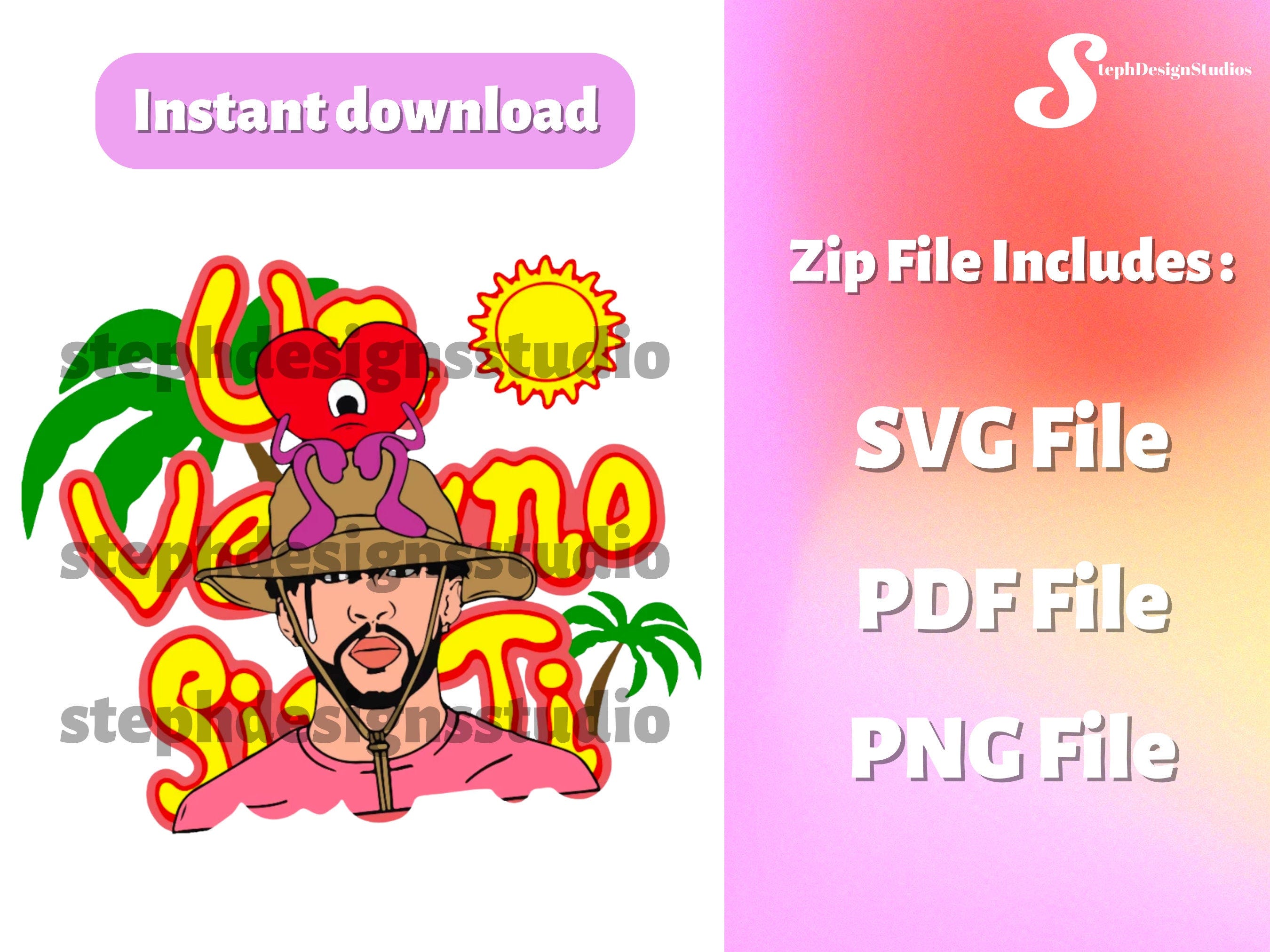 Bad Bunny Un Verano Sin Ti PNG, SVG, PDF Instant Download Digital File