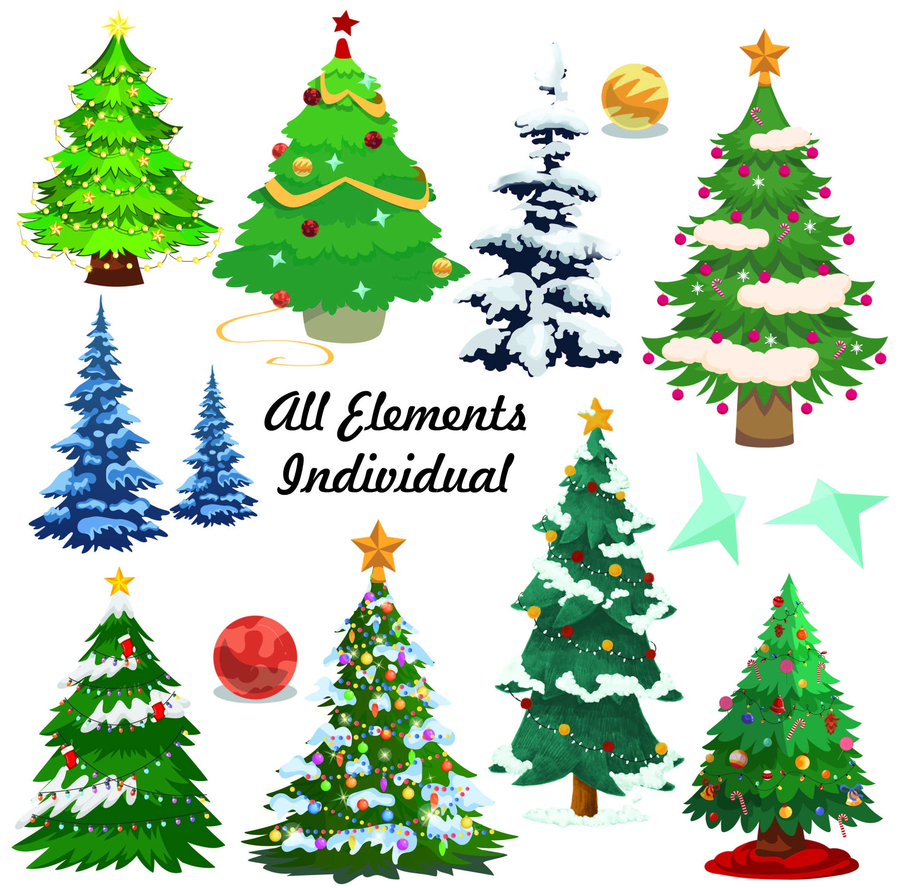 Watercolor Christmas Tree SVG, Winter Snow Trees clipart, Digital Christmas Tree PNG, Holiday Design, planner, scrapbooking PNG