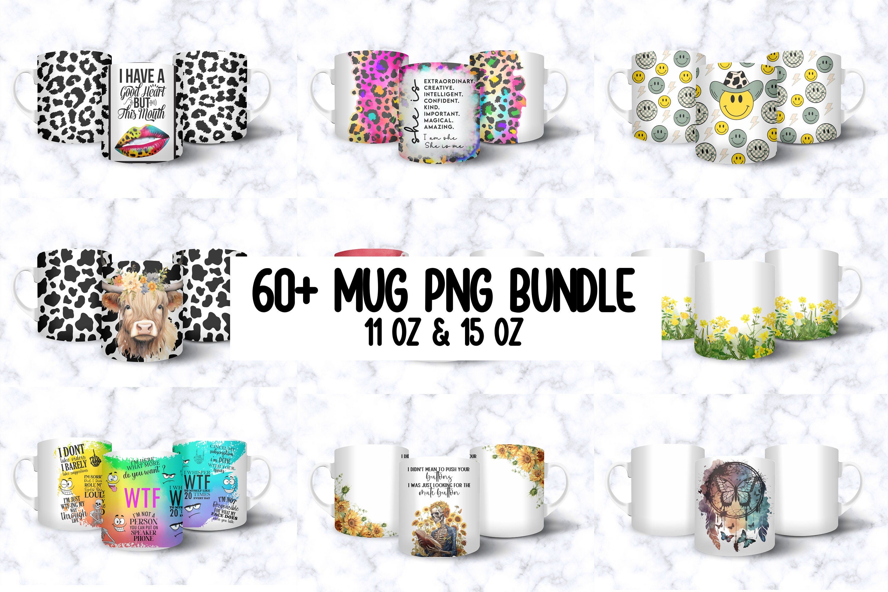 Coffee Mug Bundle 100+ digital PNG Mug Designs 15oz 11 oz PNG sublimation bundle - sublimation download - sublimation file mugs