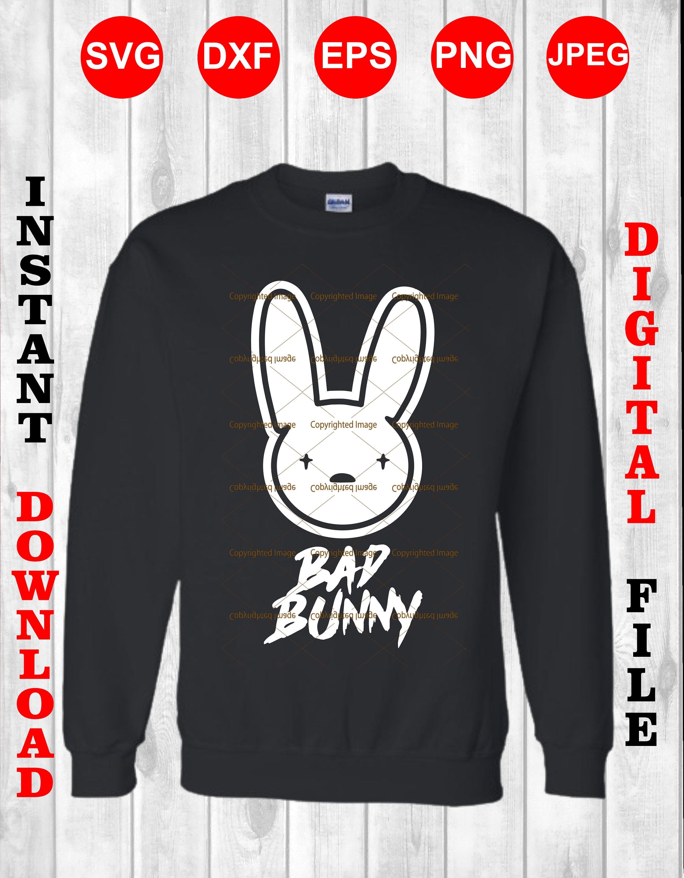 Bad Bunny Outline svg cut files, for Cricut  and Silhouette Cameo - png  clipart -EPS vector files, INSTANT DOWNLOAD