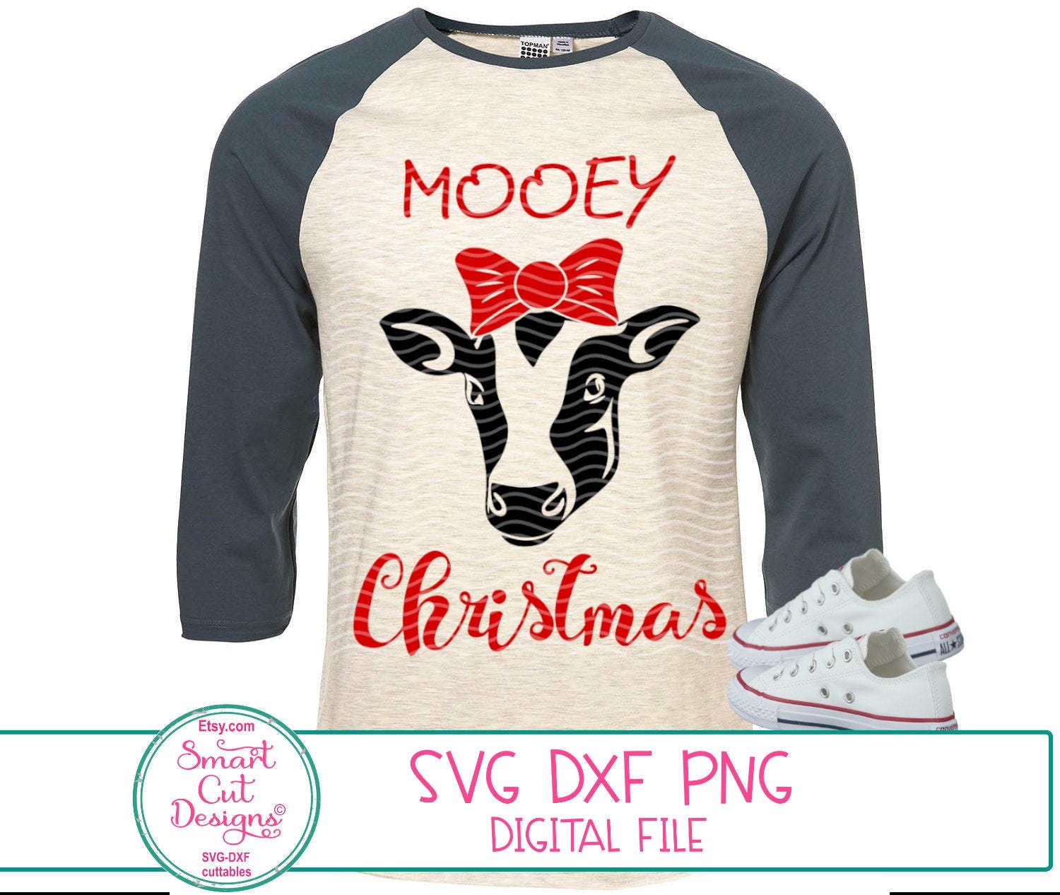 Mooey Christmas Shirt Svg Cow Christmas Heifer Christmas Farm Shirt Svg Moo Cow Holiday Farm Svg Files Cricut Svg Cameo Svg Iron On Dxf Png