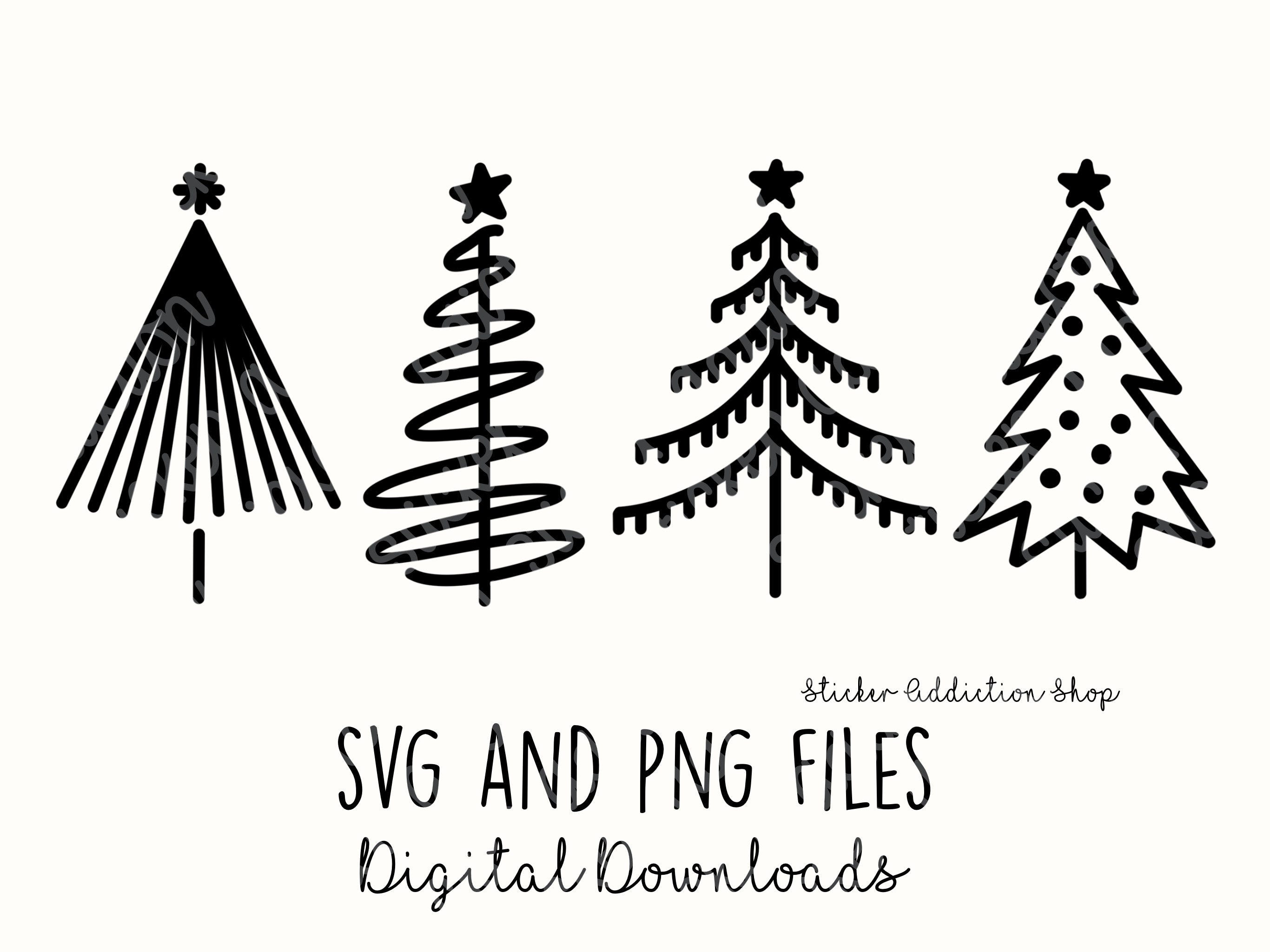 Christmas Tree Doodles | SVG and PNG Cut Files | Hand Drawn Icon | Cricut, Silhouette and Cameo | Instant Digital Download | DIY Vector Icon