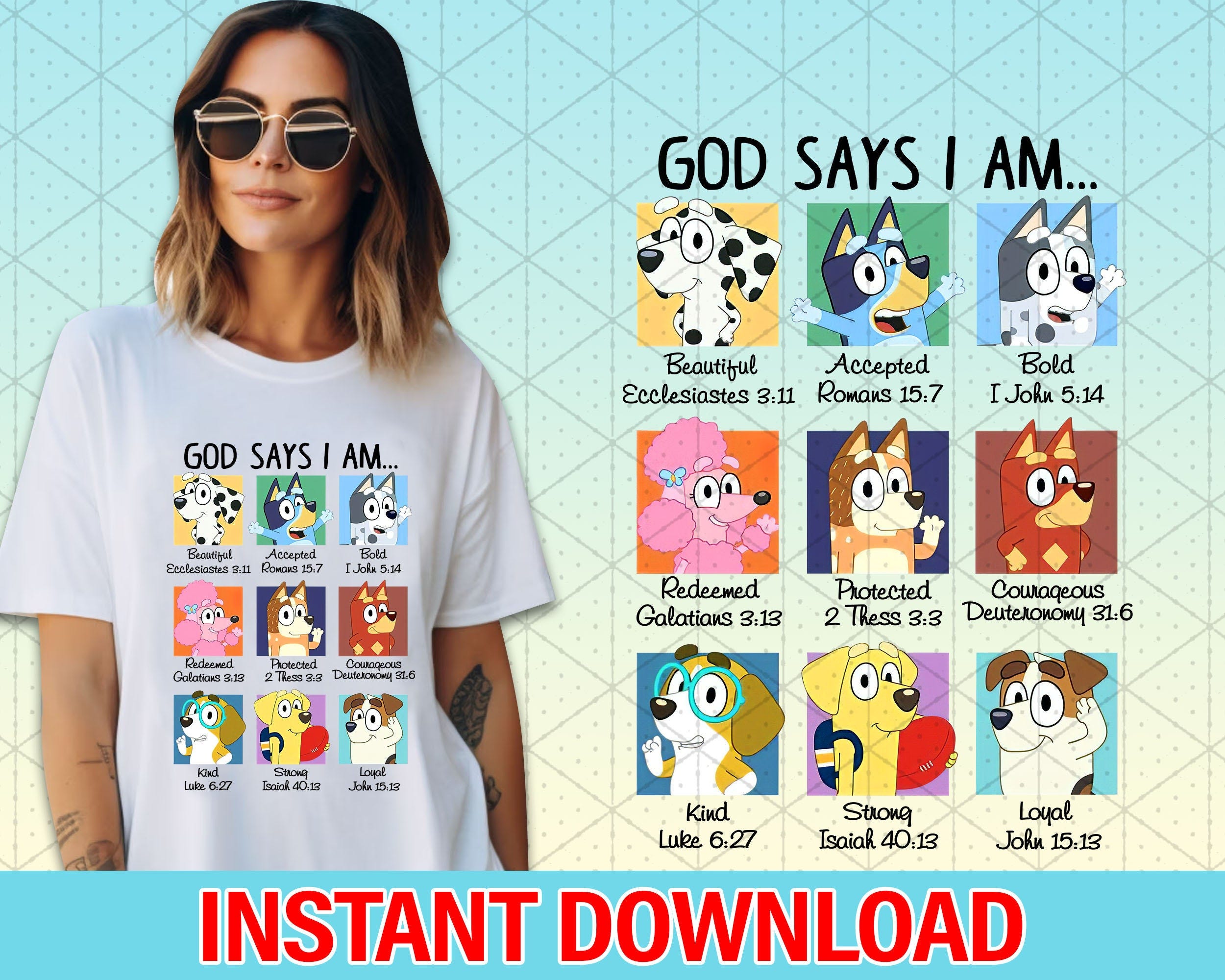 God says I am Bluey PNG, Bluey Family PNG, Bluey Png, Bluey Bingo Png, Bluey Mom Png, Bluey Dad Png, Bluey Friends Png, Bluey PNG