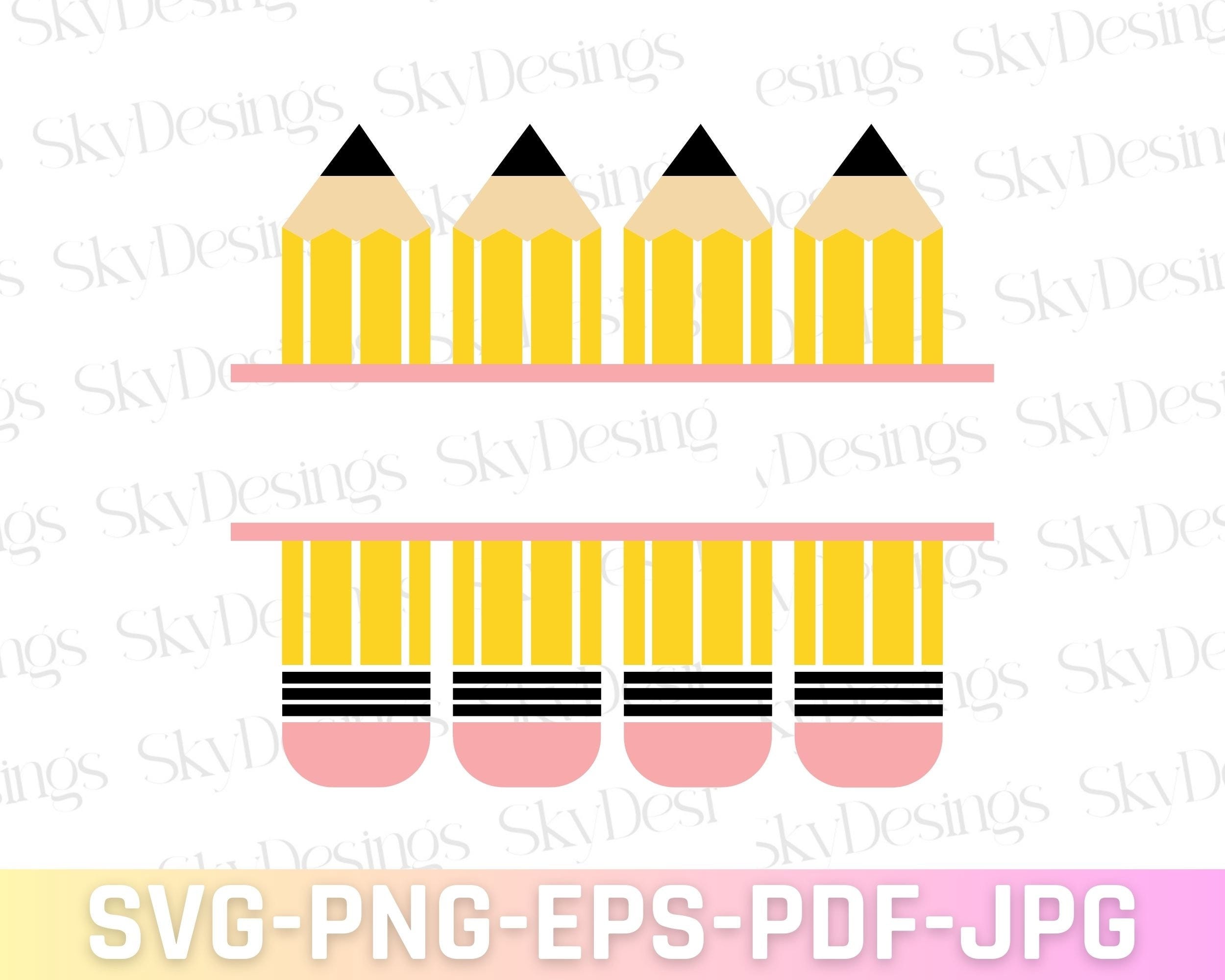 Pencil Name Frame SVG, Pencil Monogram SVG, Teacher SVG, School Svg, Back to School Svg, Pencil Svg, Cut File For Cricut, Sublimation Png