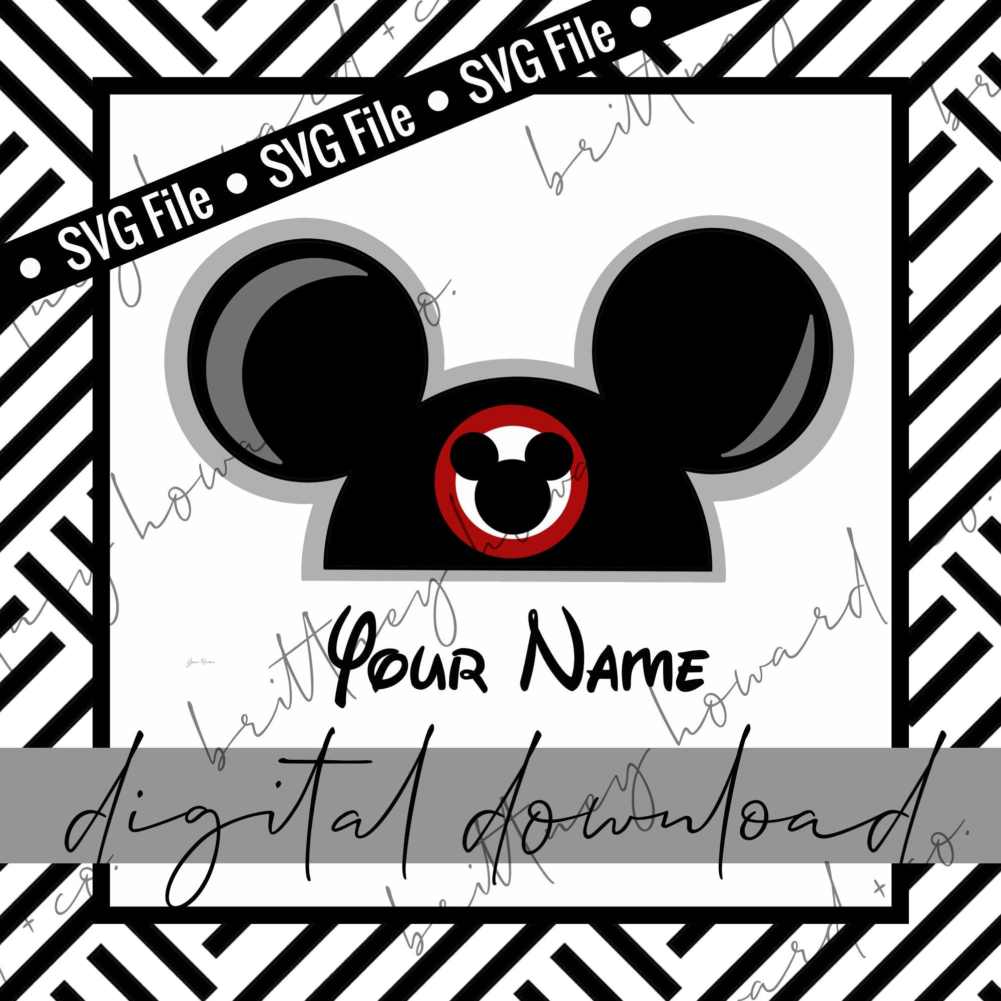 Mickey Mouse Hat SVG File with Font