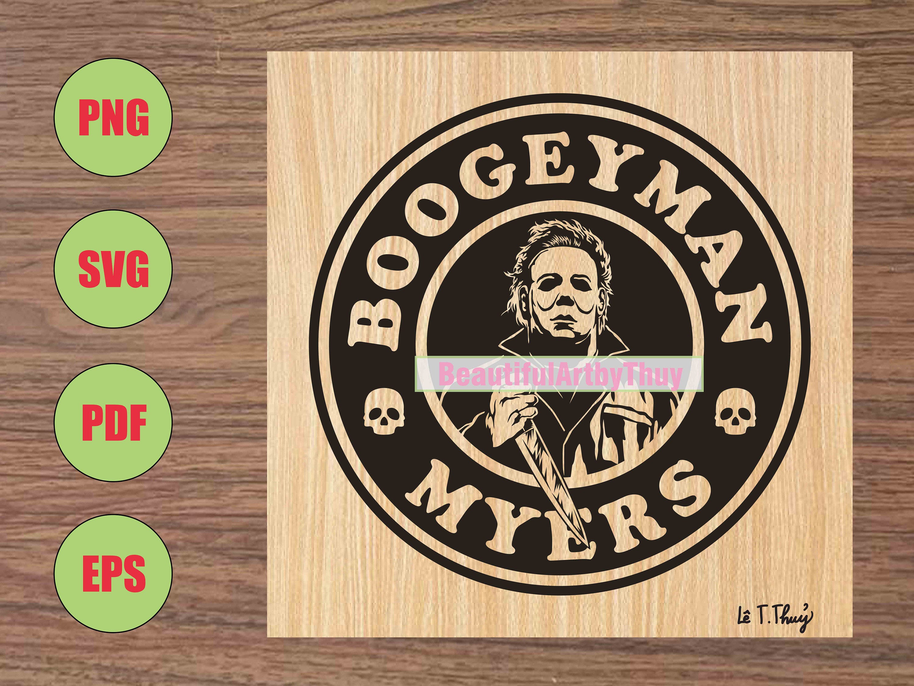 Boogeyman Starbucks Inspired SVG, Boogeyman Myers, Horror Movie Character SVG, Halloween Serial Killer, For Sublimation, For Cricut