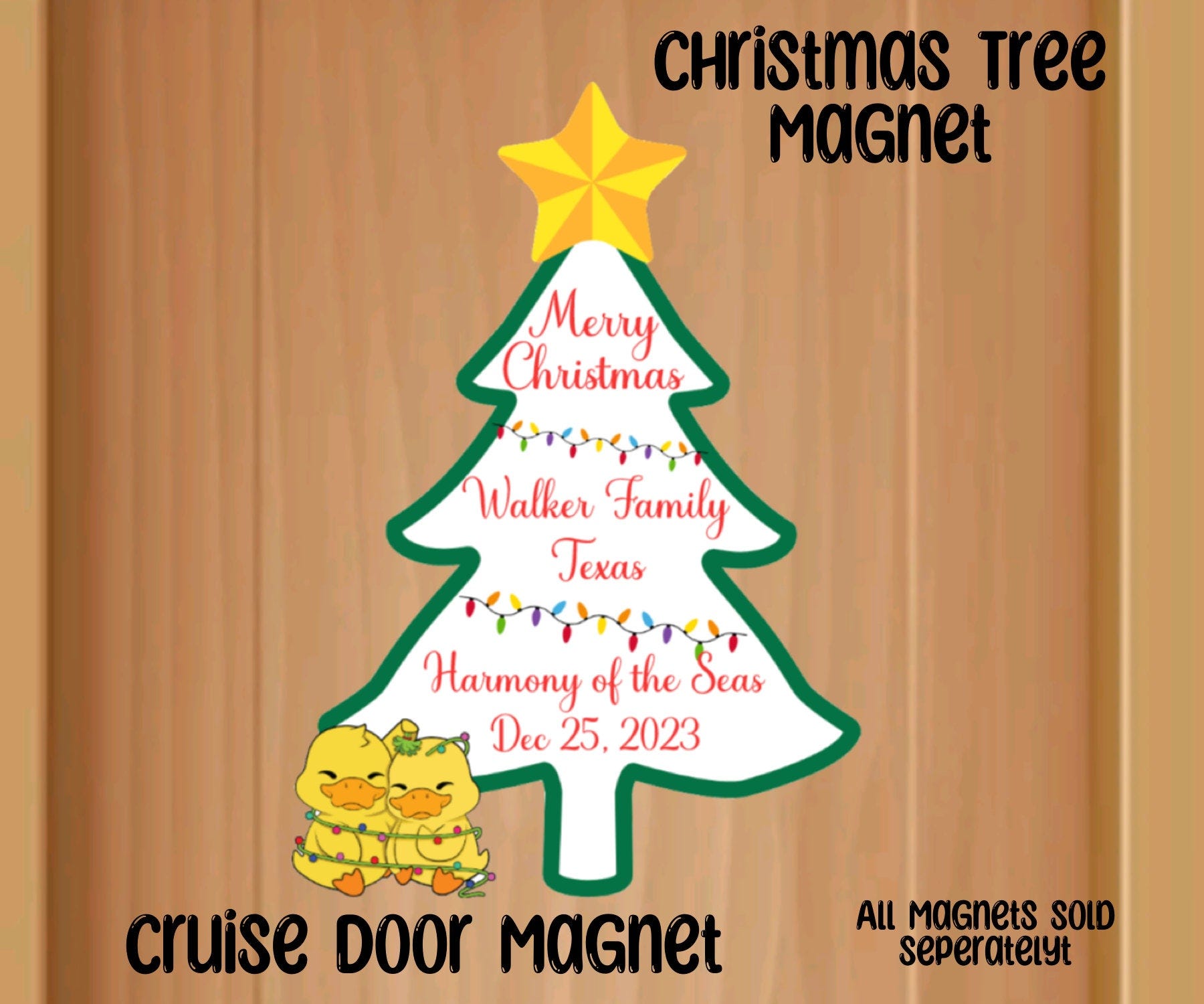 Christmas Tree Cruise Door Magnet, Christmas Ducks, Merry Christmas Door Magnet, Personalized Magnet, Duck Tags, Carnival Cruise Door Magnet