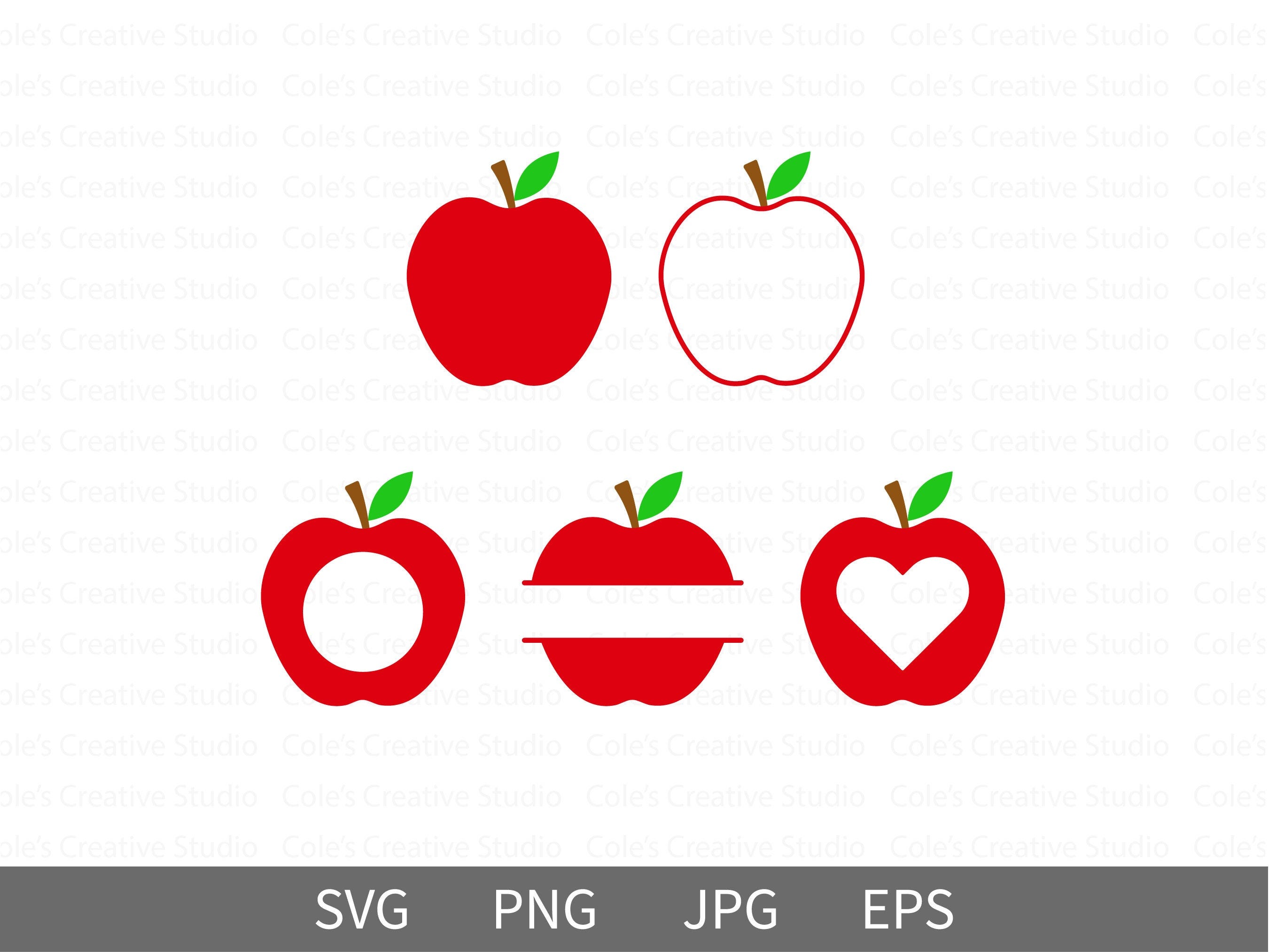 Apple Svg Bundle, Apple Svg, Teacher Appreciation Svg, Split Monogram Svg, Kindergarten Svg, Apple Monogram Svg, Apple Clipart, Apple png