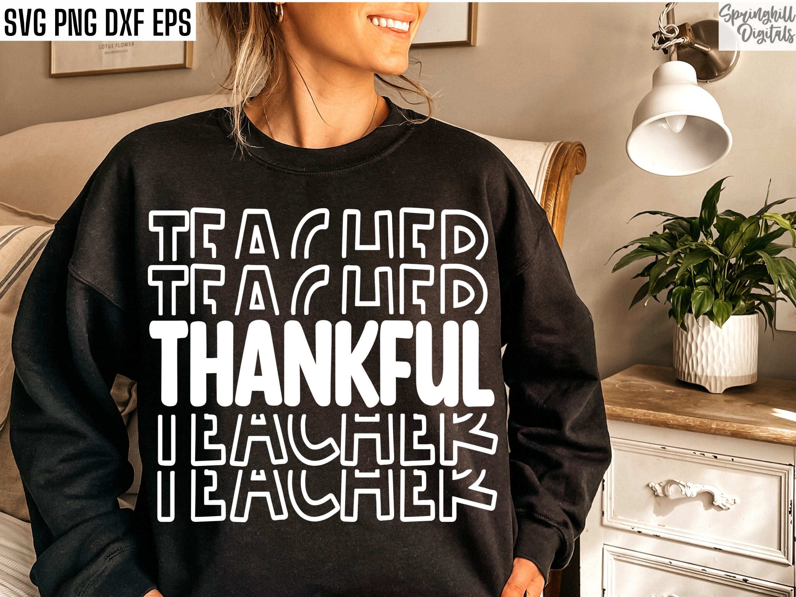 Thankful Teacher Svg | Thanksgiving T-shirt | Teacher Quote Cut Files | Teaching Tshirt Designs | Gobble Til You Wobble | Blessed Teacher