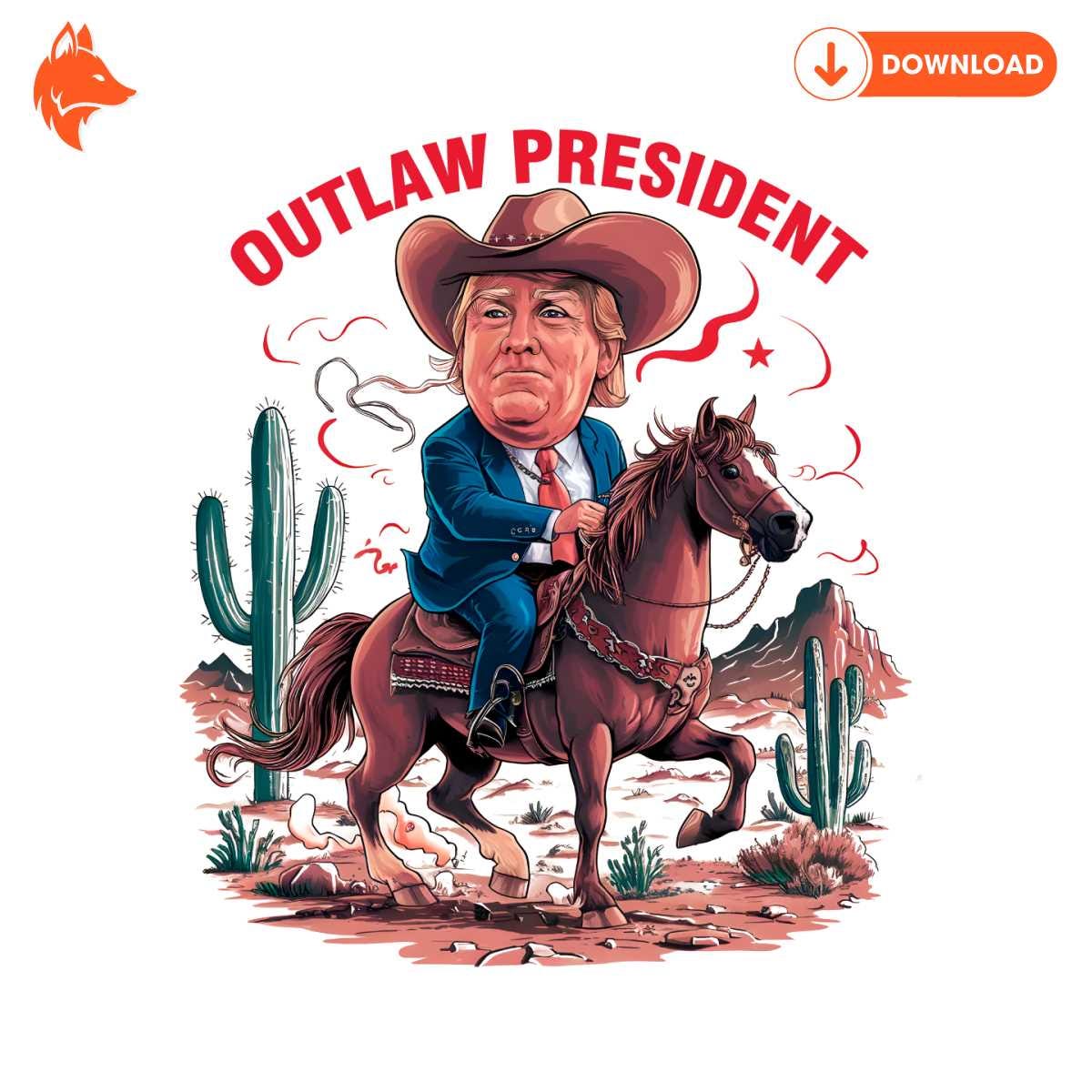 Free Outlaw President Cowboy Trump PNG