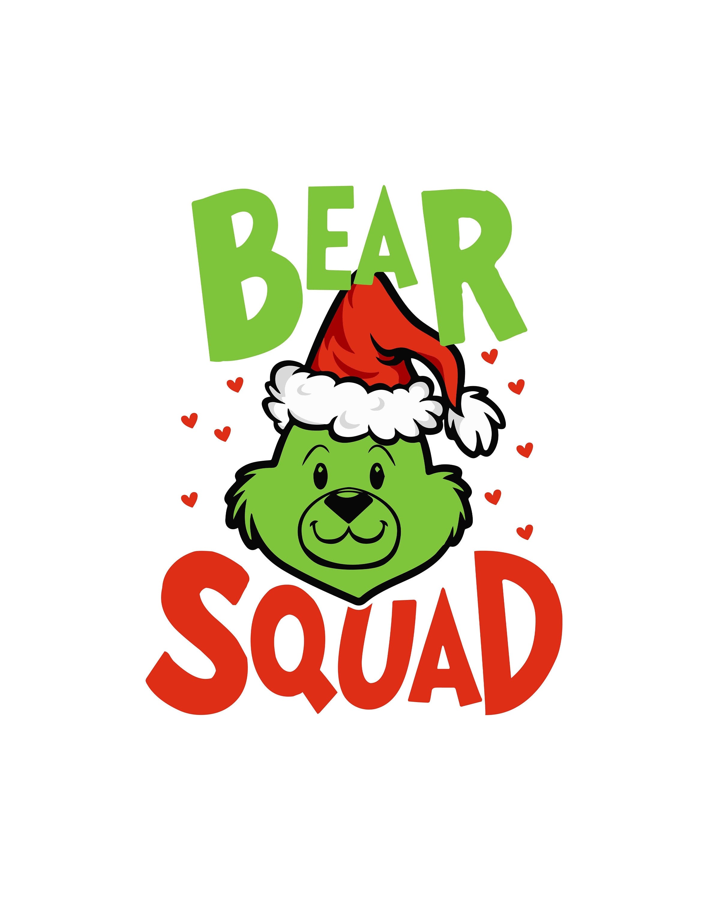 Bear Squad, Christmas Grinch Design, Layered Cut Files SVG + PNG + Ai + Jpeg + Eps + Pdf Clip Art & Image Files