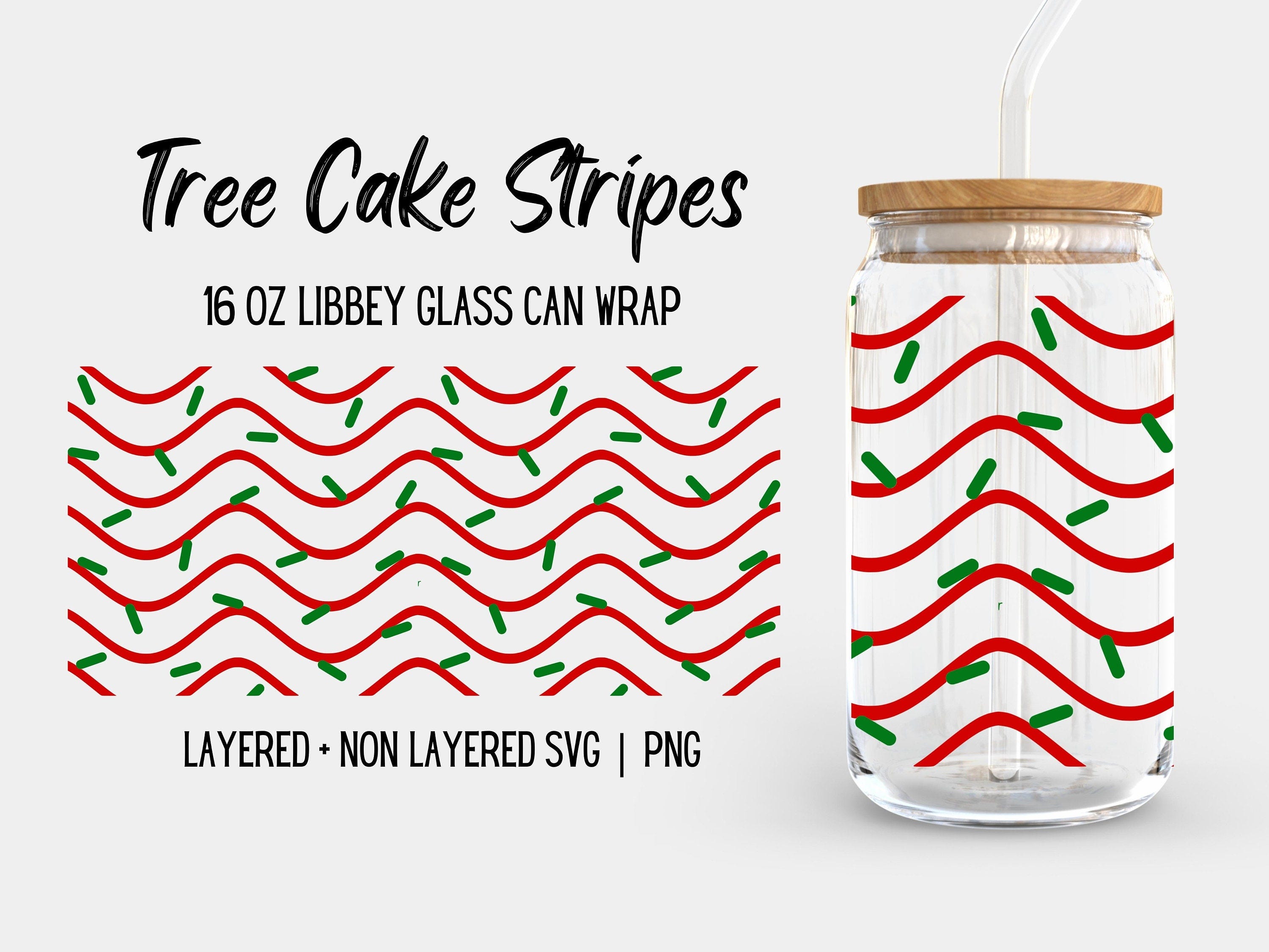 Christmas Tree Cake Stripes and Sprinkles Libbey Glass Wrap, Cute Holiday  Snack Graphic, Trendy 16oz Beer Can Cup Seamless Design, SVG PNG