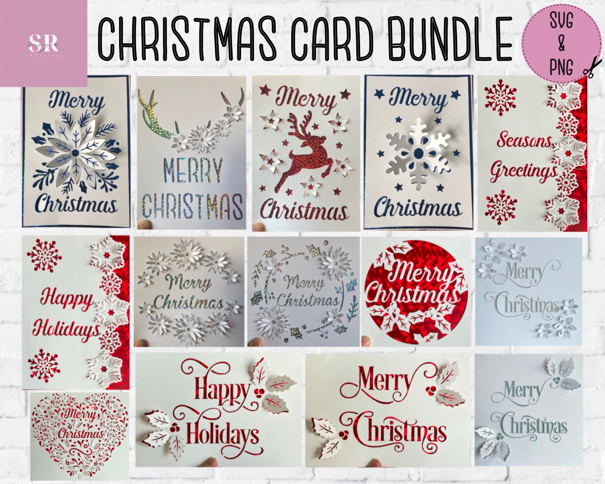 SVG: ‘pop up’/ 3D Christmas Card Bundle. Christmas svg. Christmas card svg. Paper cutting. Christmas card svg bundle. Pop up SVG. 3D SVG.