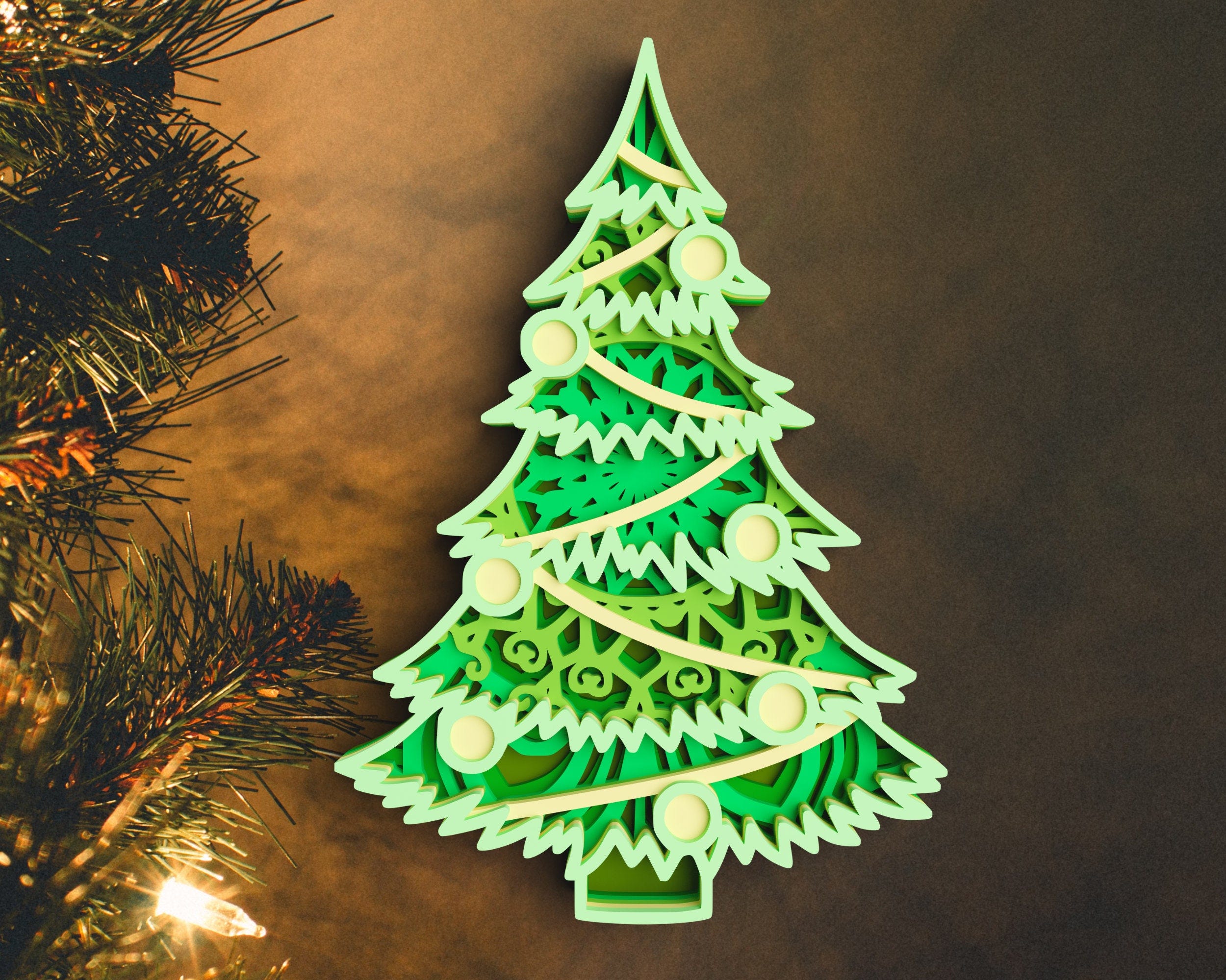 3D Christmas Tree SVG DXF 6 Layer - Christimas Svg 3D Mandala Svg - Layered Mandala Svg files for Cricut, Laser Cut