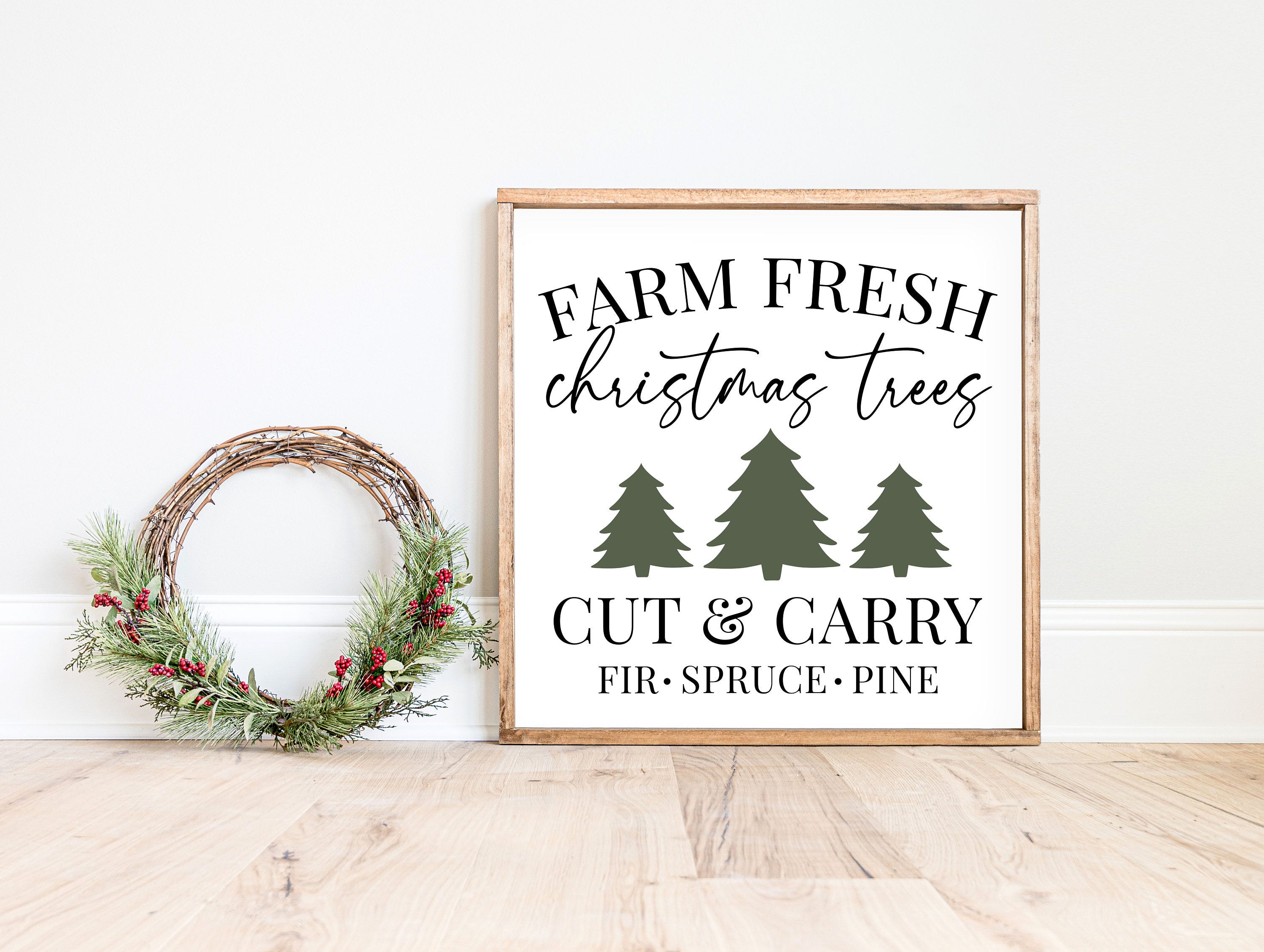 Farm Fresh Christmas Trees SVG | Christmas Svg | Holiday Cut File | Christmas Wood Sign Svg | Farmhouse Christmas Pillow Svg | Tree Cut File