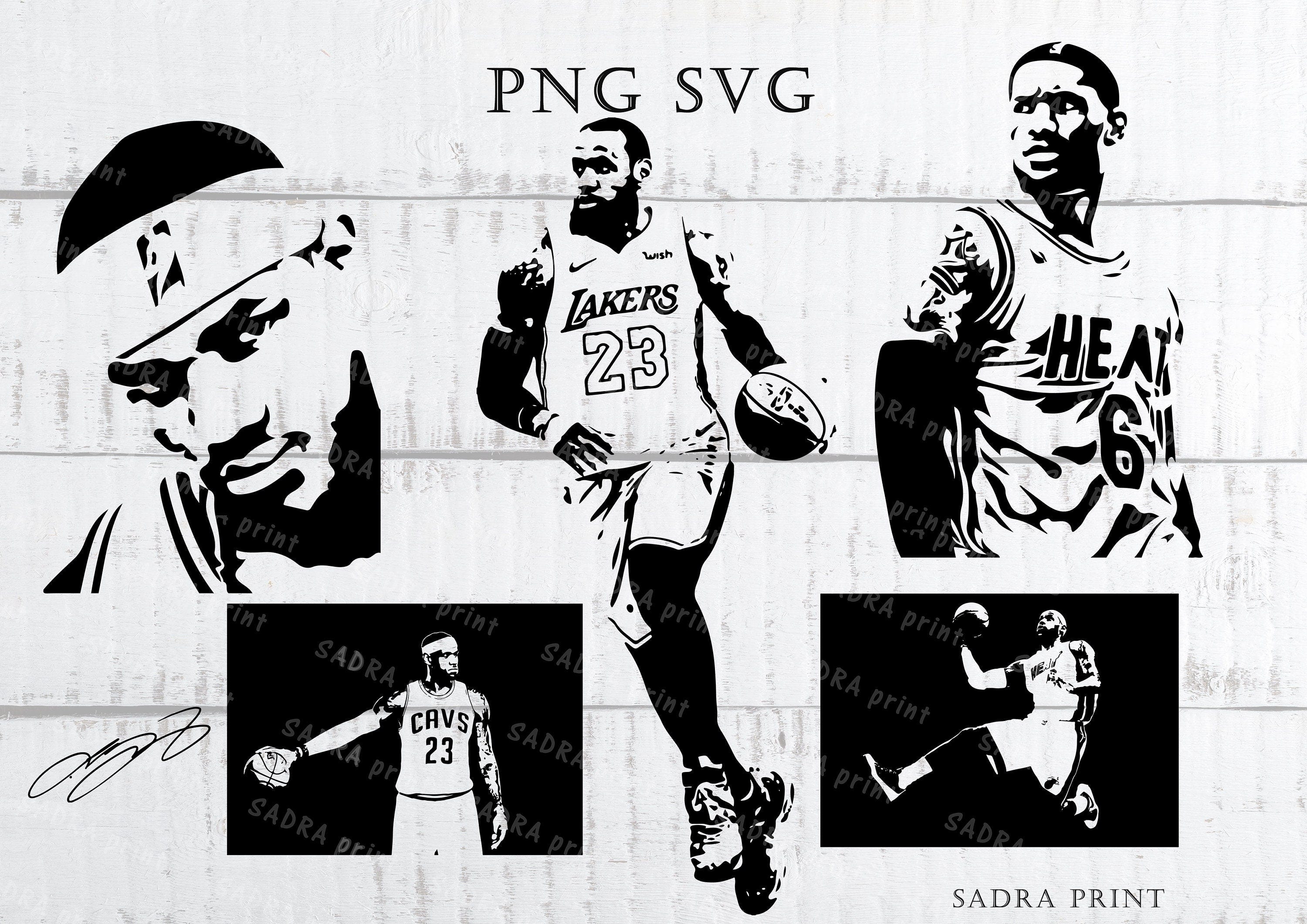 7 different files in SVG PNG JPG files of Lebron James Wall art print files for cut Instant digital files Basketball lovers gift