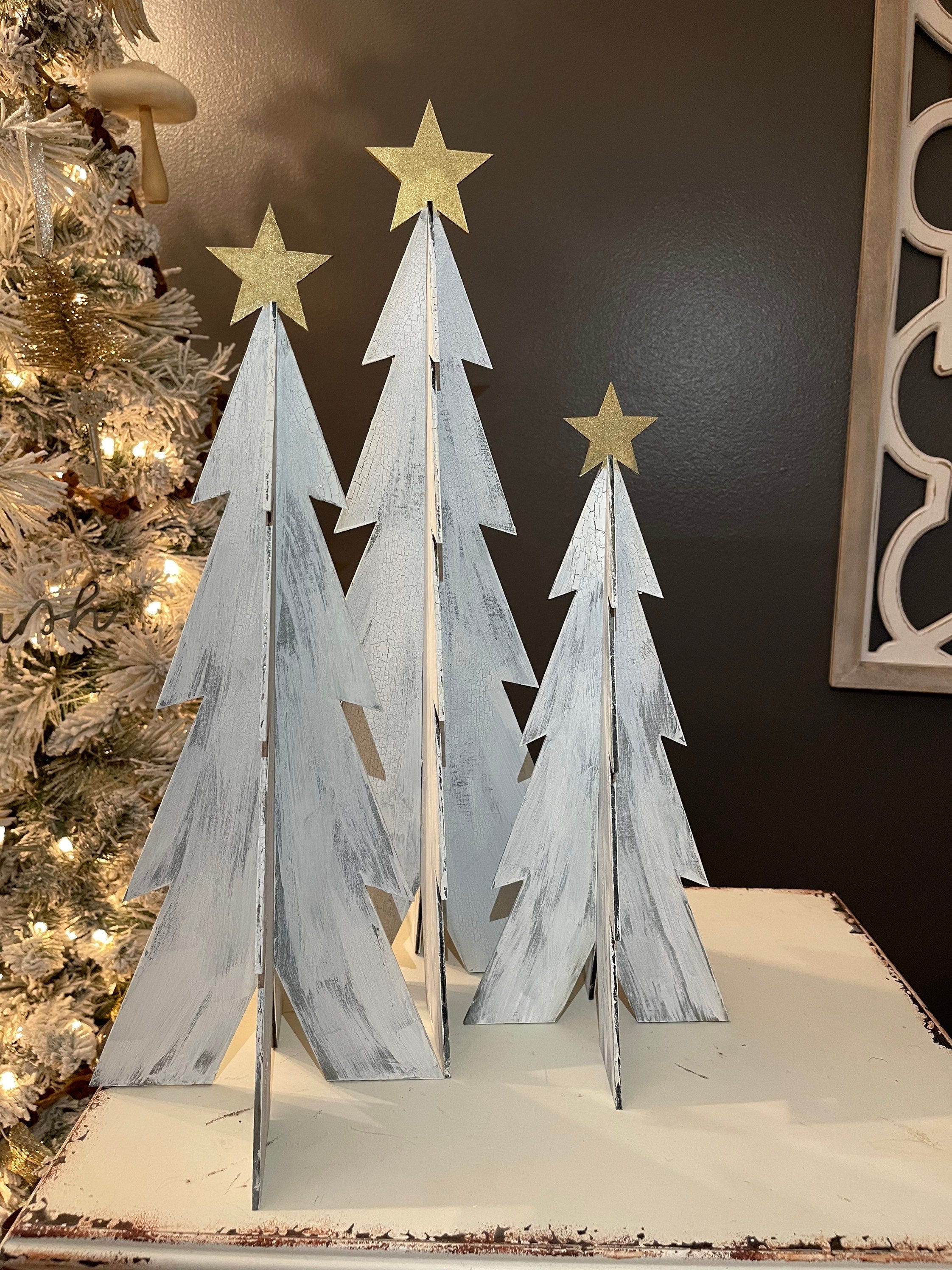 3D Farmhouse Style Trees with Stars Set of 3 SVG Digital Download For Glowforge or Laser For 1/8 and 1/4" Material