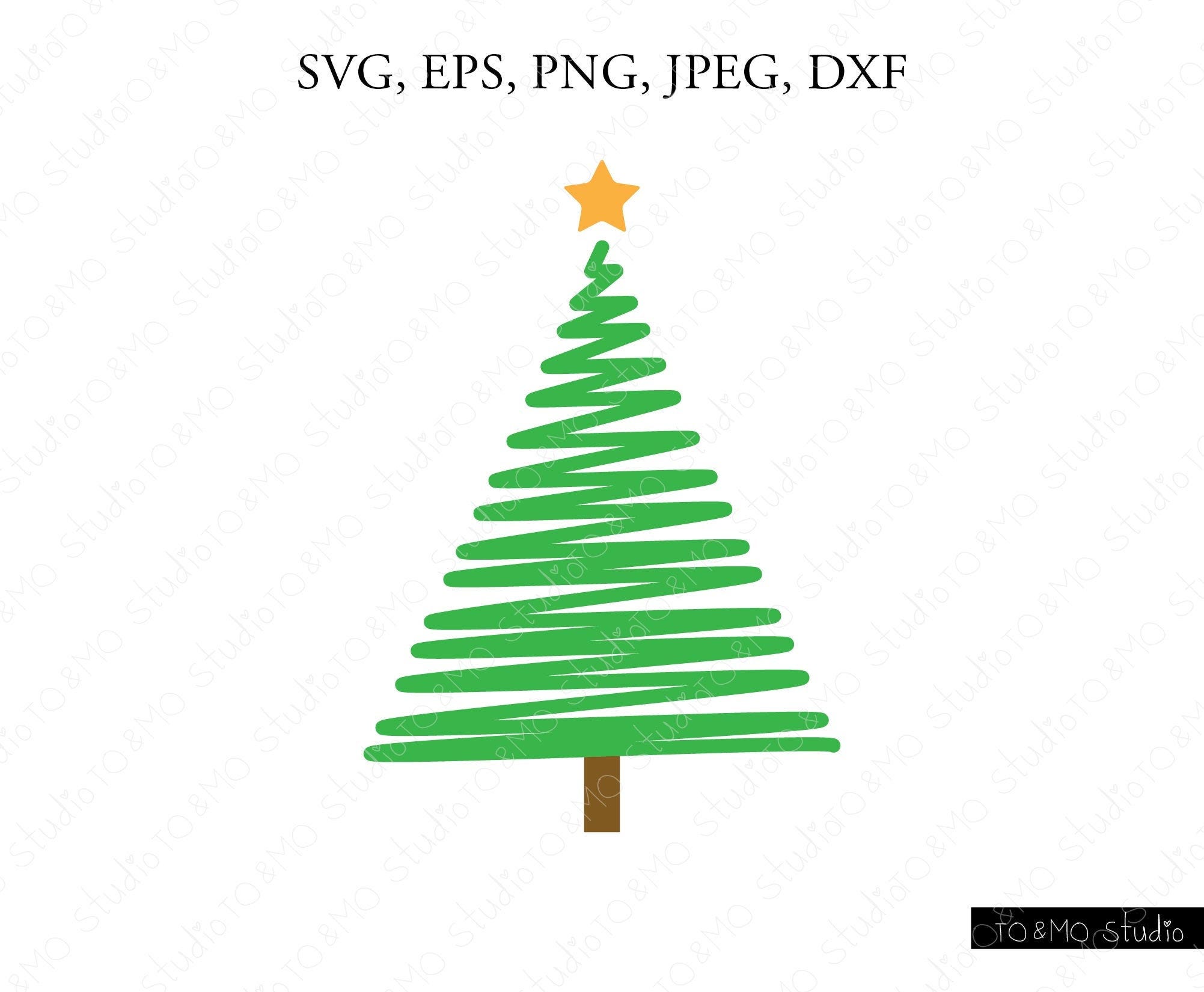Christmas Tree SVG, Christmas tree Doodle SVG, Christmas Tree, Christmas Clip Art, Christmas Cut Files, Cricut, Silhouette Cut File