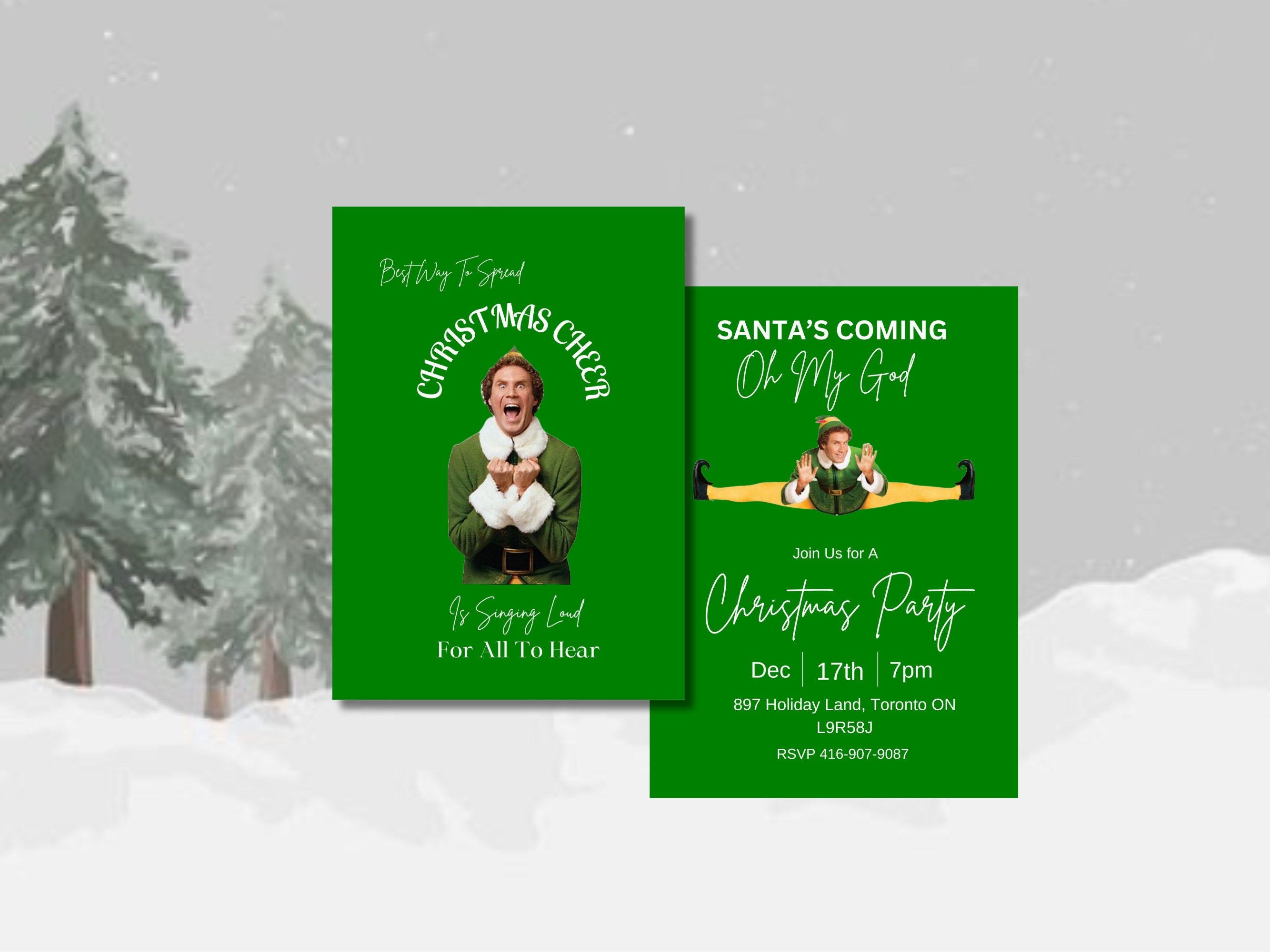 DIY Holiday Party Invitation, DIY Christmas Party Invitation, Buddy The Elf Inspired, Digital Download, Instant Download, Friendmas invite