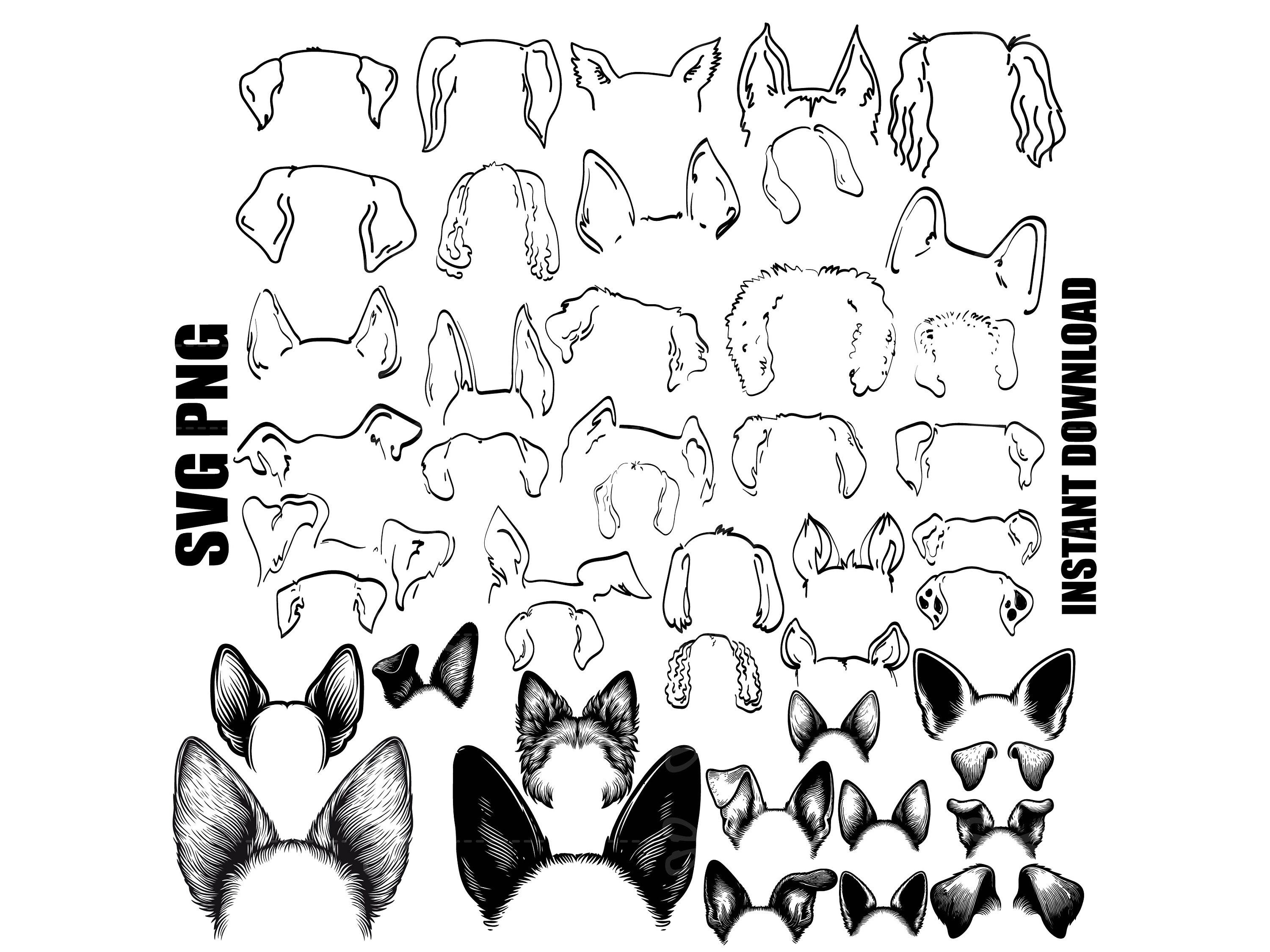 Dog Ears Svg Bundle, Dog Ear Outline, Dog Mom Svg, Dog Svg, Dog Breed Svg, Dog Mom,Dog Ears,Dog Clipart,instant download