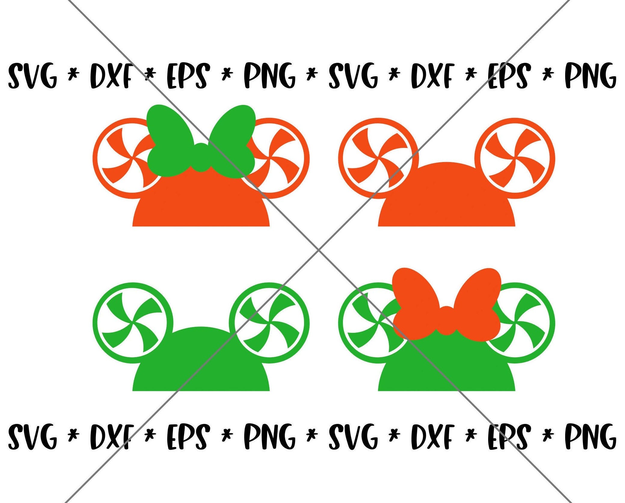 SALE!! Christmas Peppermint Mouse SVG Disney svgs DXF eps png Instant Download File Mickey Disney World Family Holiday Trip Silhouette--X06