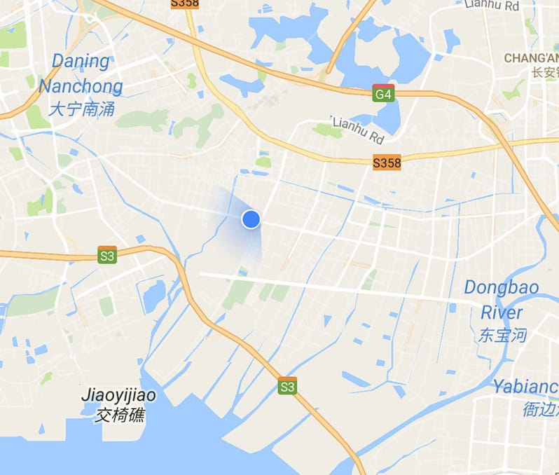 The factories tend to be a short ride north of Shenzhen proper. Image: Google Maps.