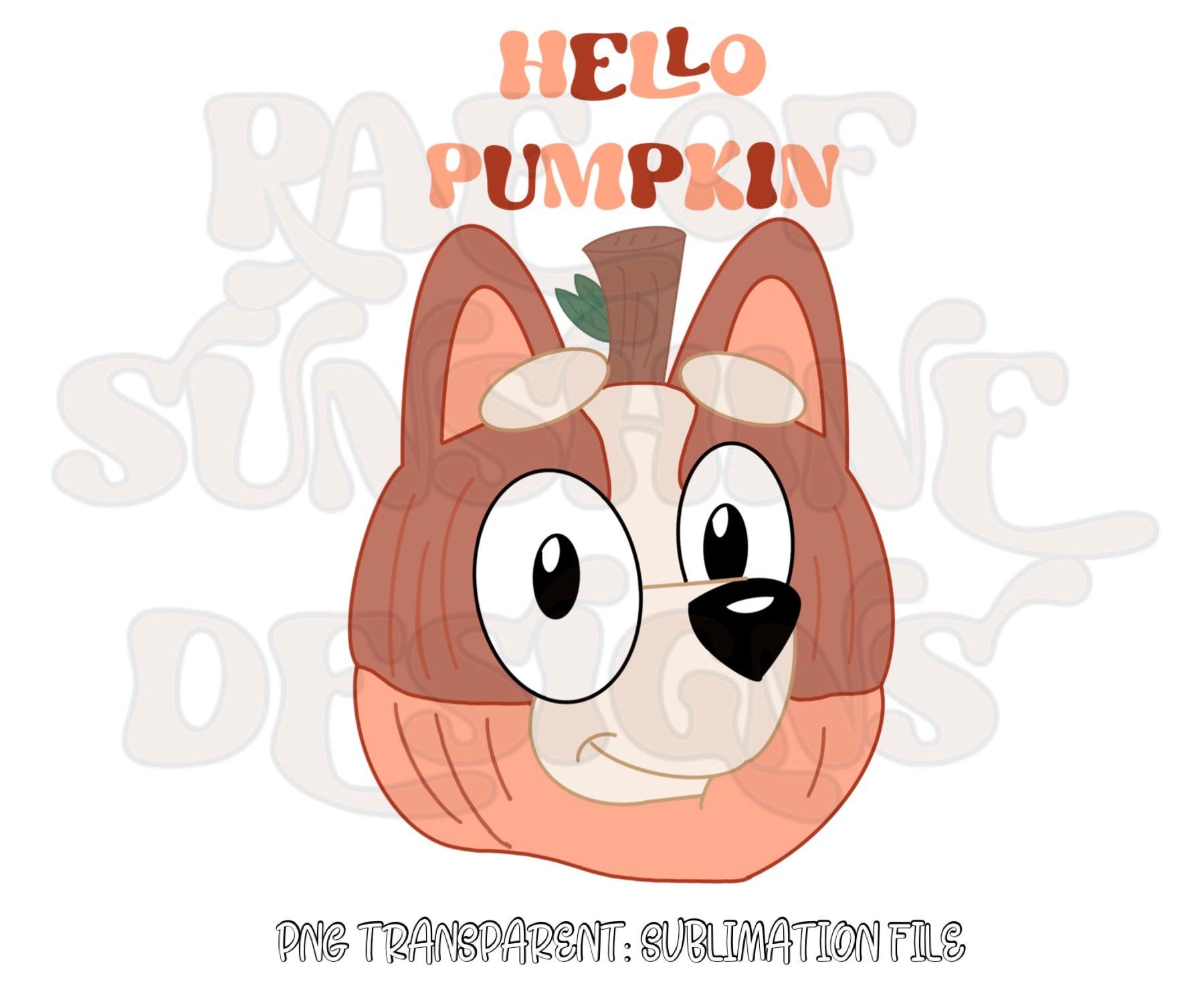Bingo Halloween, pumpkin head, bingo pumpkin, Bluey hello pumpkin,  transparent, png, sublimation logo, clipart, Digital Download