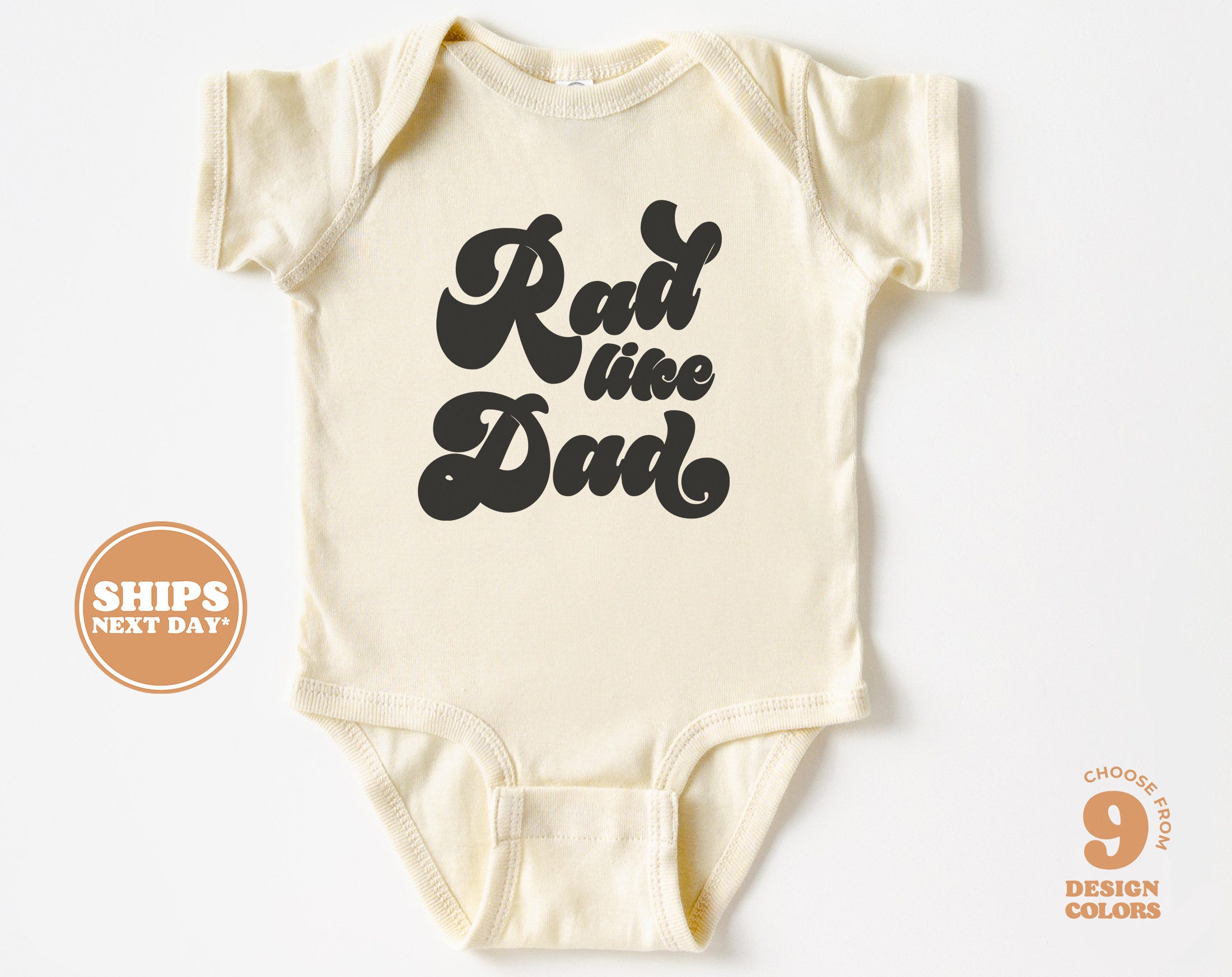 Baby Bodysuit - Rad Like Dad Bodysuit - Baby Boy Retro Natural Baby Bodysuit #5041-C