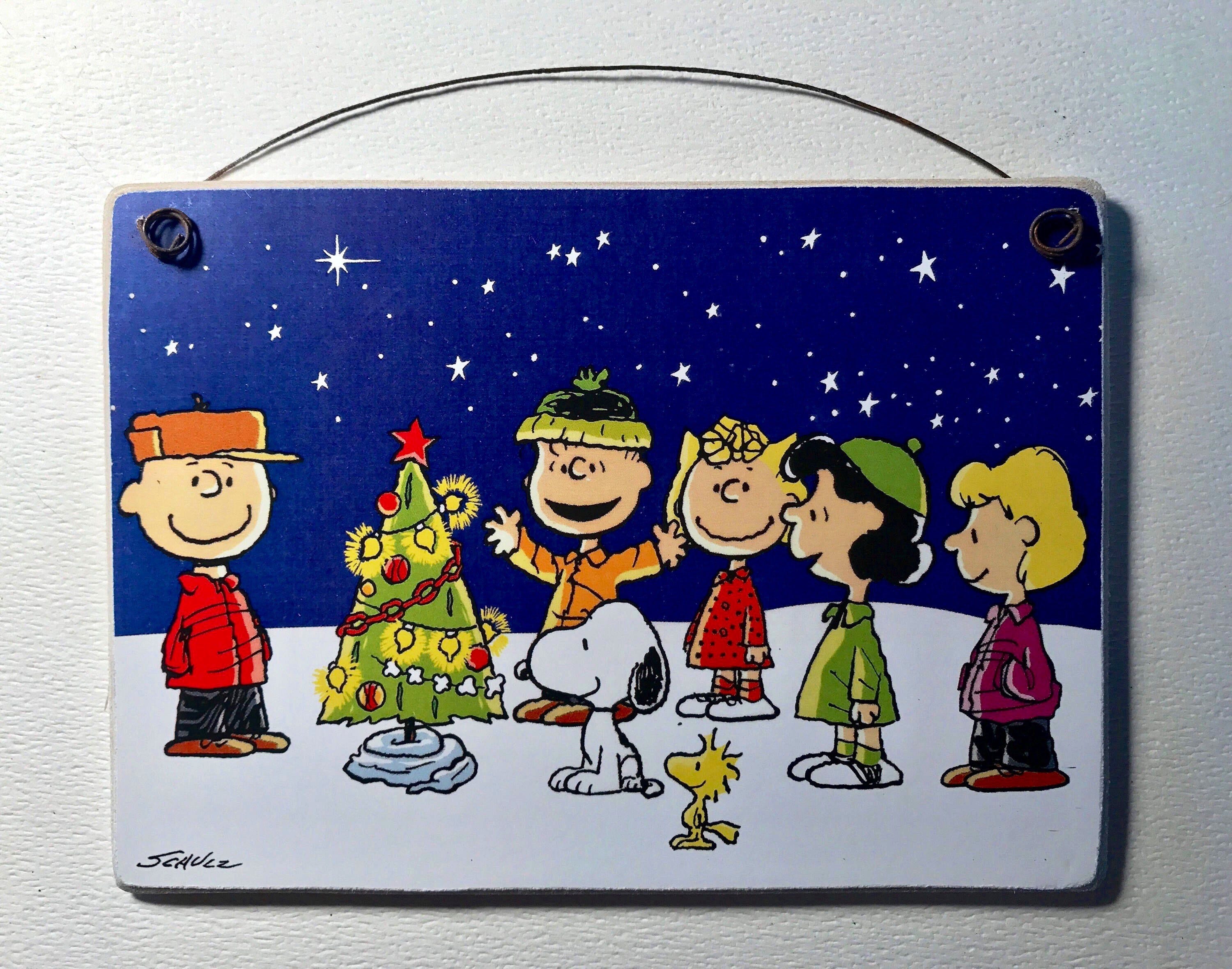 Charlie Brown Christmas  / Handmade Picture Plaque / Ready To Display With Vintage Wire /  Measures approximately 5