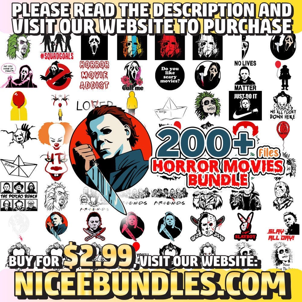 200+ Horror movie SVG Bundle, Halloween, Horror SVG, Horror Friends svg, Horror characters svg, Halloween svg Cricut cut file