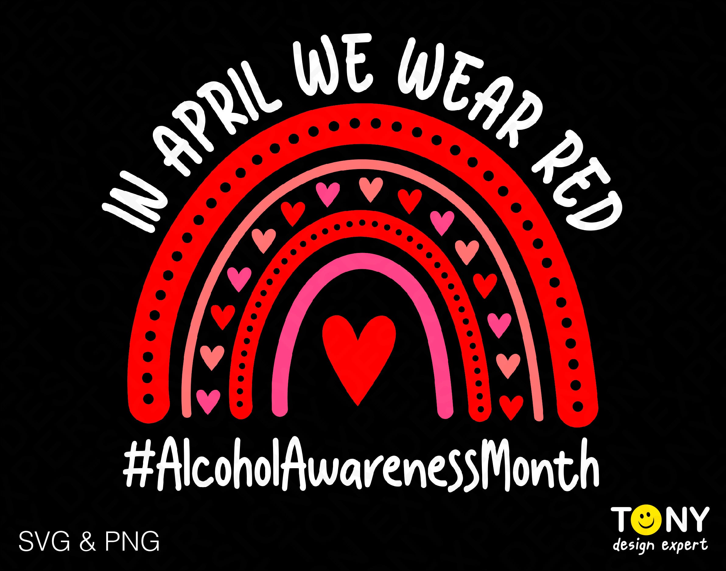 In April We Wear Red Svg Png, Alcohol Dependence Awareness, #AlcoholAwarenessMonth Red Rainbow Digital Download Sublimation PNG & SVG Cricut
