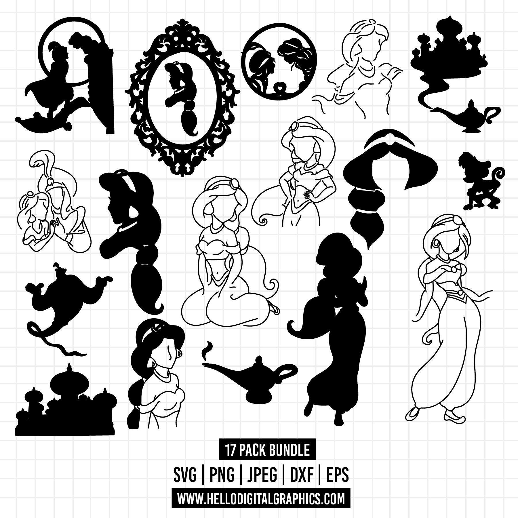 1360 - Jasmine Svg/ Princess Svg/ Indian Princess svg/ Arabian Princess SVG/Jasmine clipart/ Aladdin svg/Princess svg/ silhouette svg