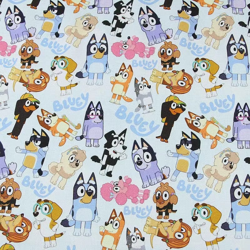 Bluey Fabric Blue Dog Fabric Pure Cotton Cartoon Cotton Fabric By The Half Yard