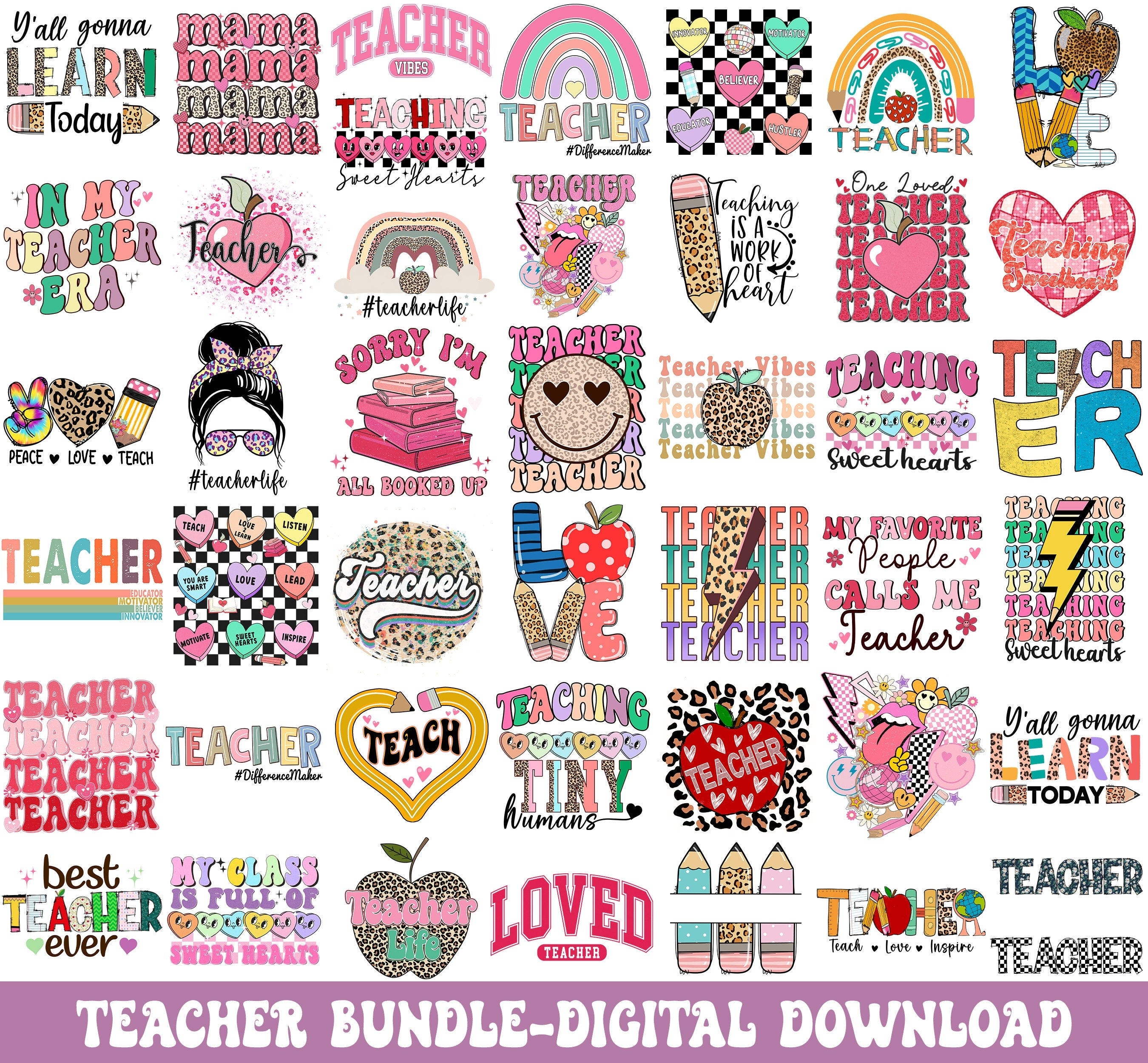 Teacher Png Bundle, Teacher vibes png, Teaching shirt design png, Teacher Life png, Retro Teacher Bundle, Teacher Appreciation, Png Bundle