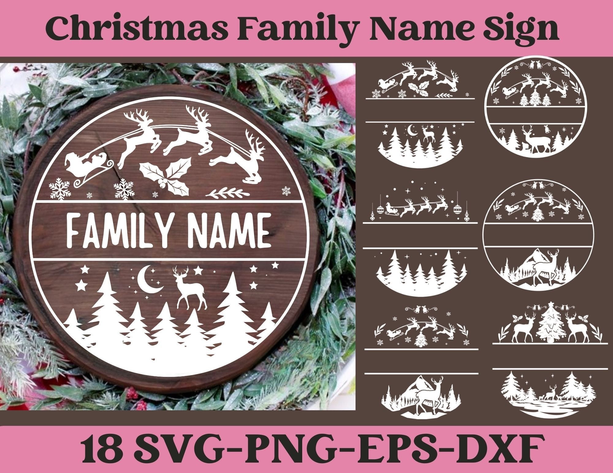 Christmas Family Name Sign SVG, Round Christmas Ornament Svg Round Christmas svg, Merry Christmas Quote 2023 SVG Christmas Circle Sign SVG