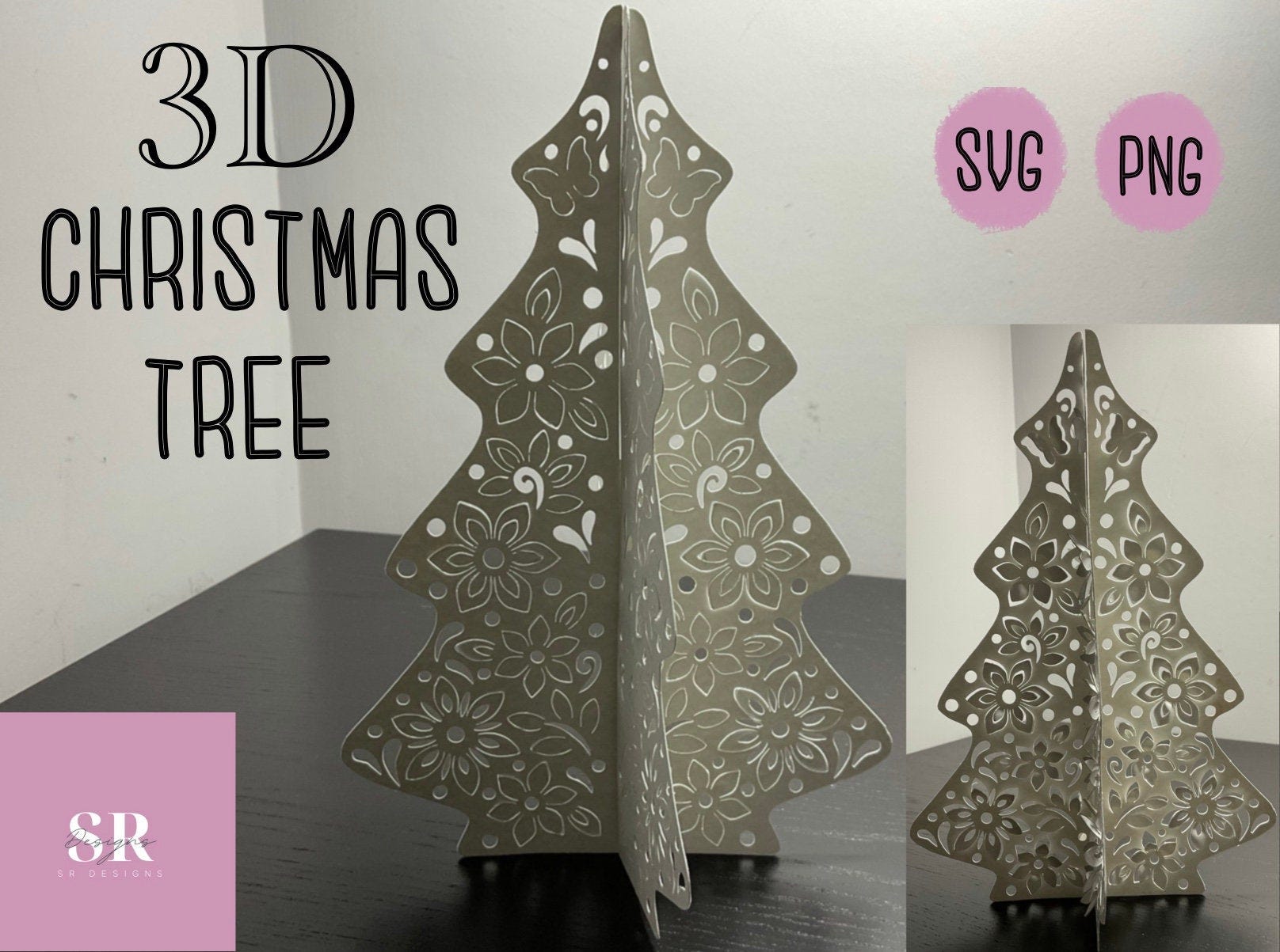 SVG: 3D Christmas tree. Christmas tree svg. Digital download. Paper cutting. Floral pop ups. Pop up SVG. 3D SVG. Christmas svg.