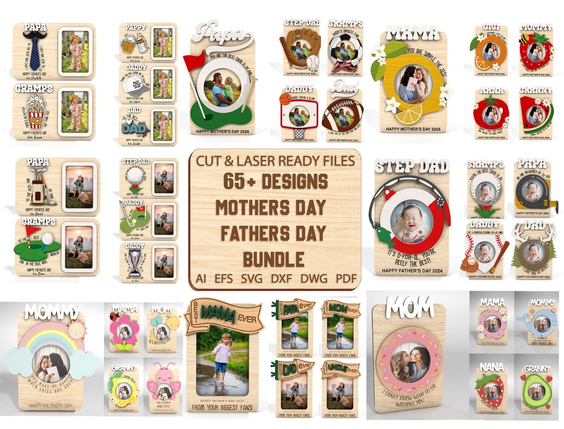 Bundle 60+ Mother‘s Day, Father’s Day Photo Frame Magnet,Mother‘s Day Gift,Father’s Day Gift ,Mom Fridge Magnet Photo Frame,Laser Ready File